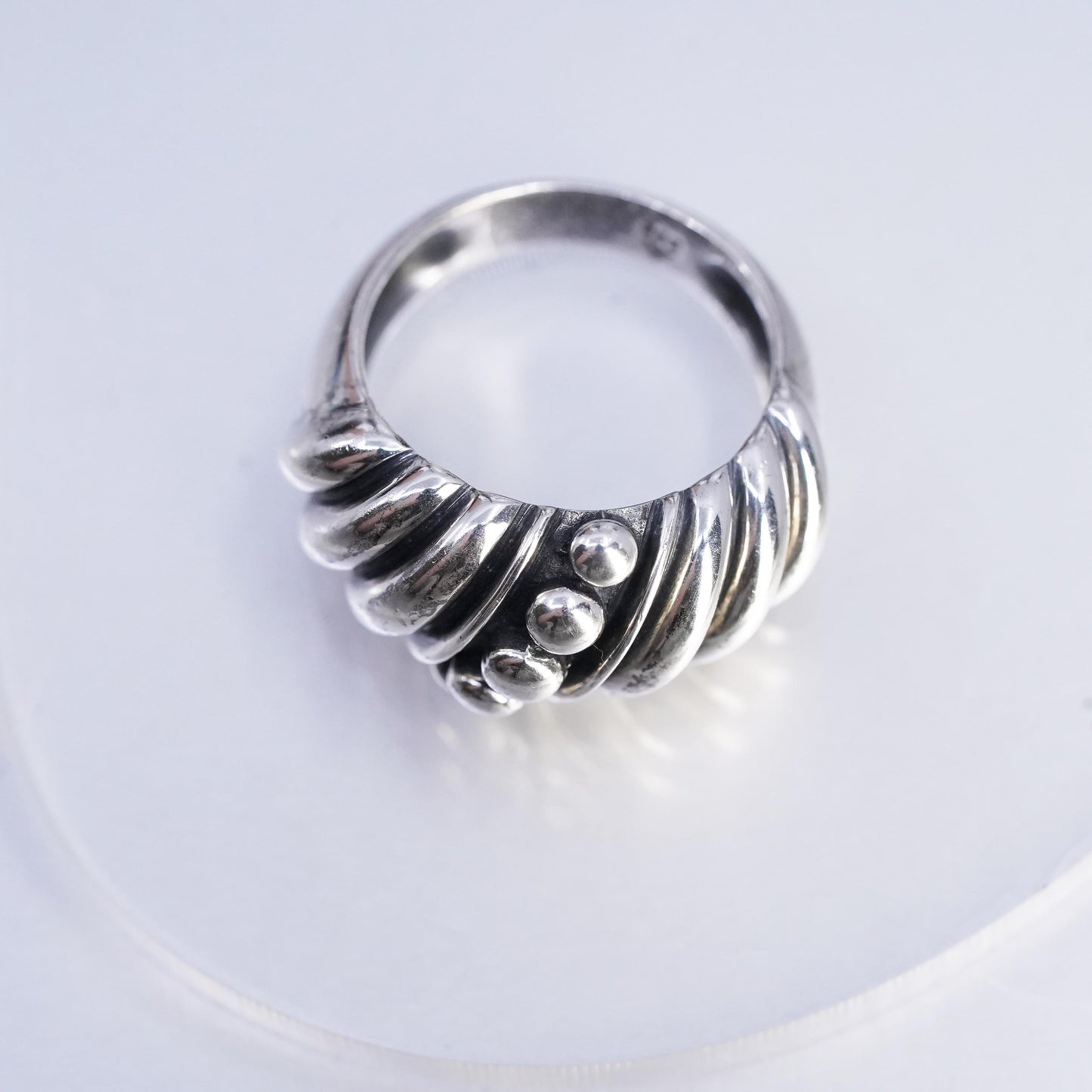 Size 8.25, Silpada Sterling 925 Silver Beaded Dot Swirl Dome Band Ring Retired