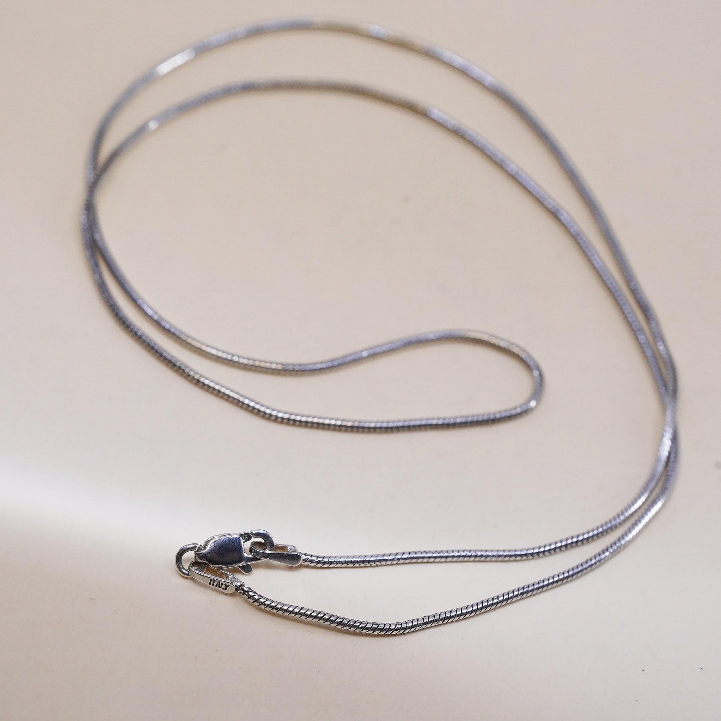 18" 1mm, Vintage Italian sterling silver snake link chain, 925 silver necklace