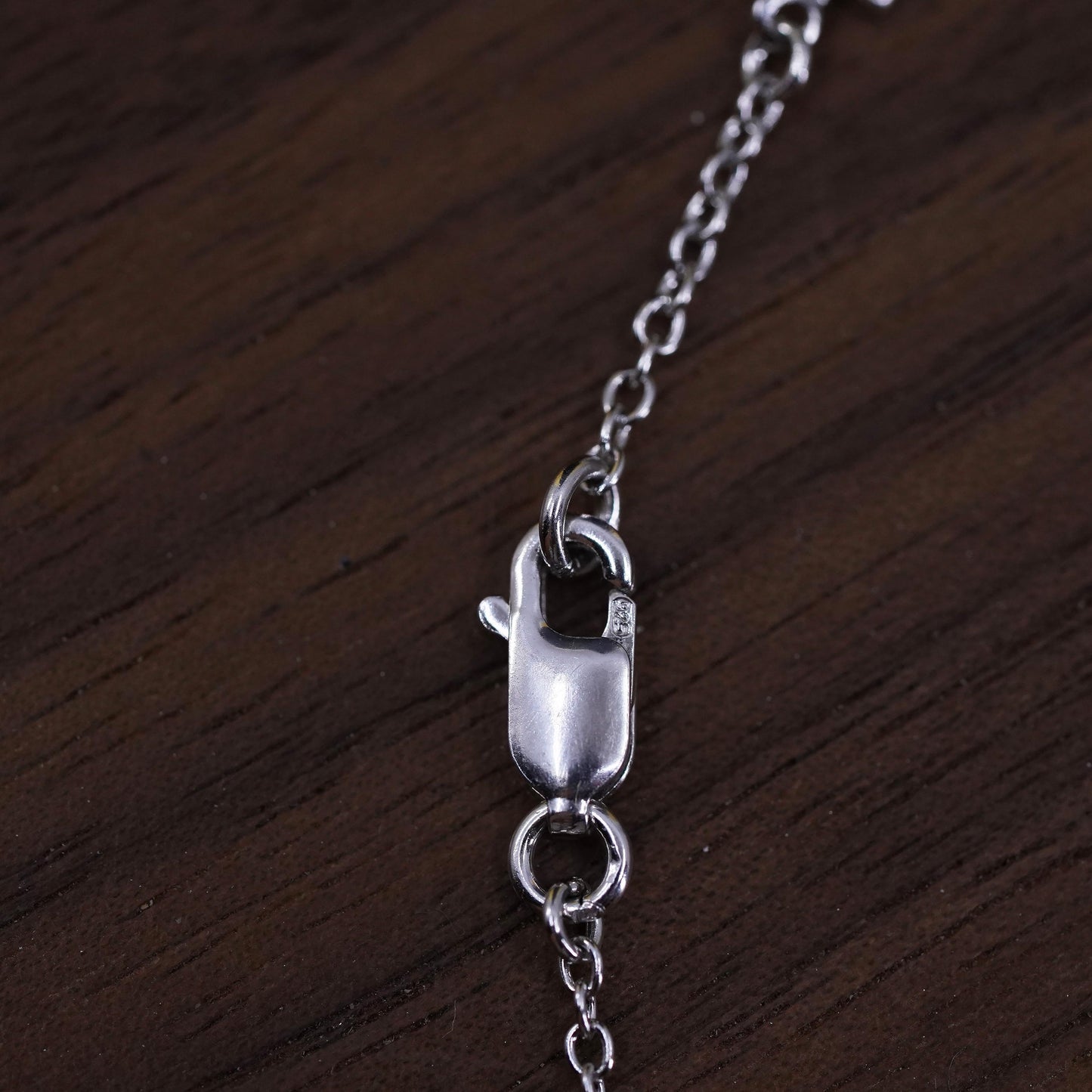 16”, vintage Sterling silver necklace, 925 circle chain with square Cz