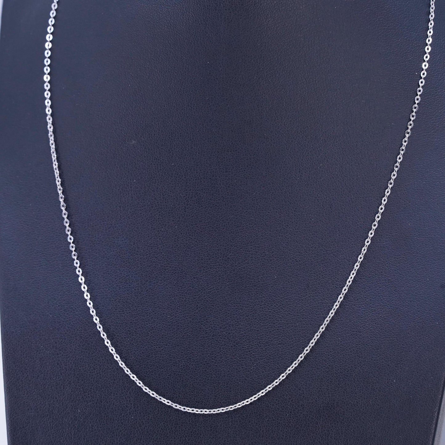 17+1" 1.6mm, vintage Italian Sterling 925 silver flatten circle chain necklace