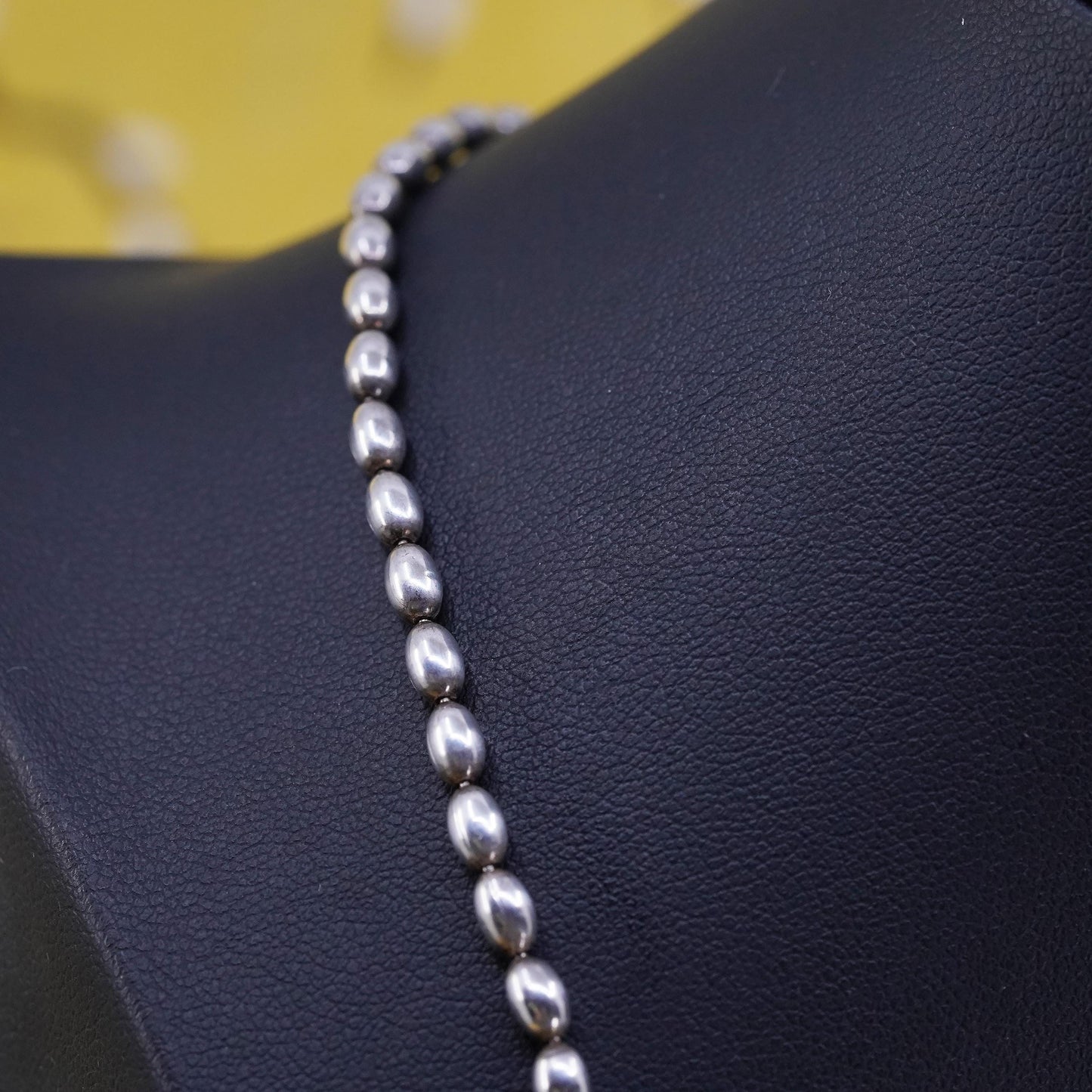 18" 3mm, vintage Italian Sterling silver bead chain, Italy 925 necklace