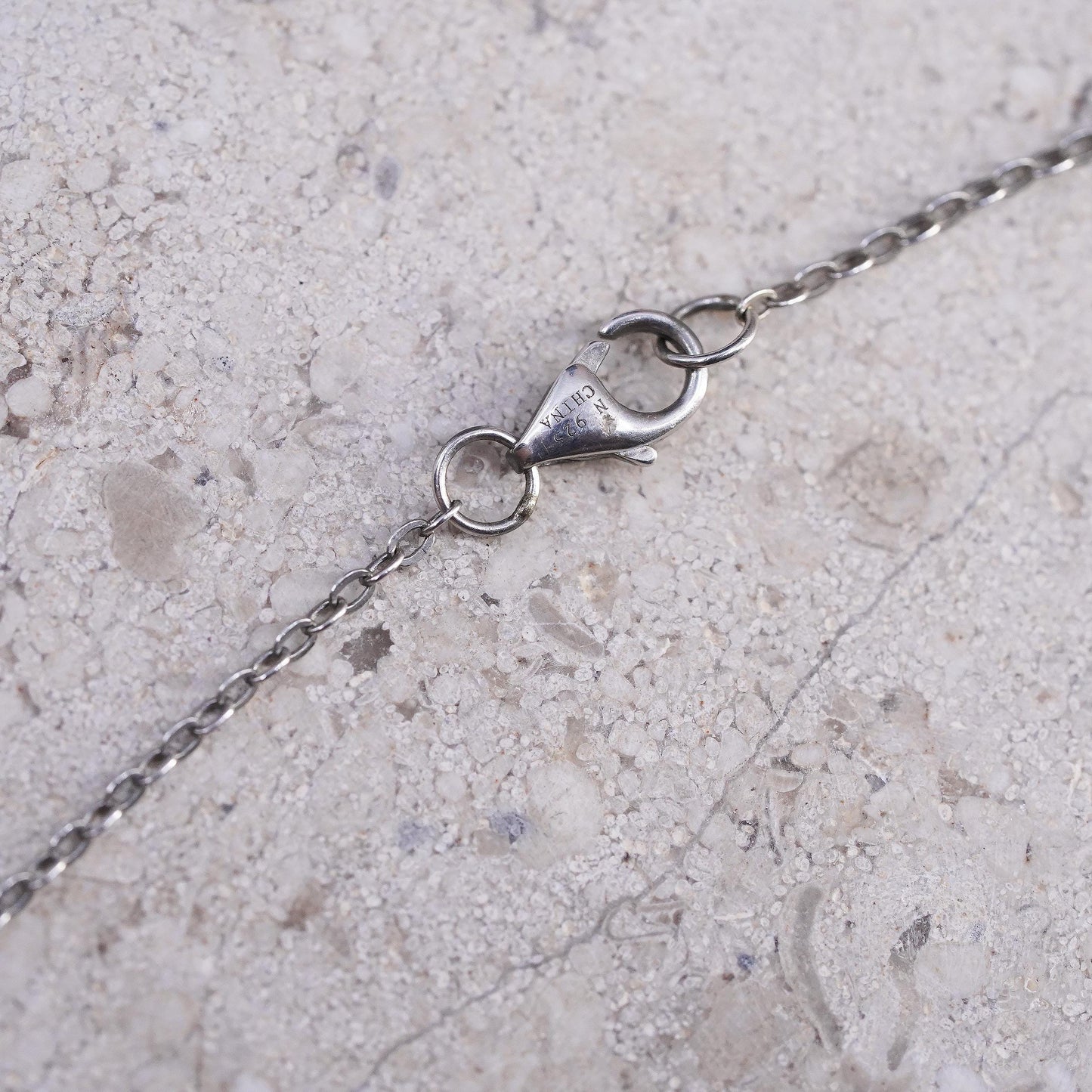 16+2", vintage Sterling silver necklace, 925 circle chain cluster cz pendant