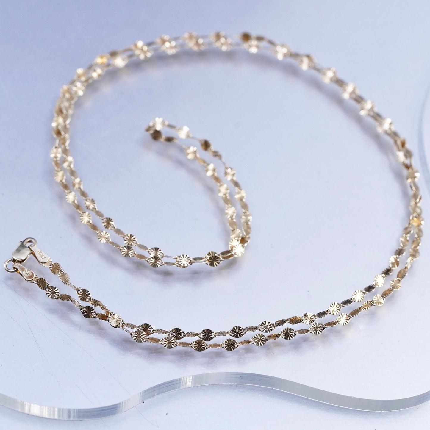 30" Italian Danecraft vermeil gold over Sterling 925 silver snowflake necklace