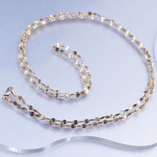 30" Italian Danecraft vermeil gold over Sterling 925 silver snowflake necklace