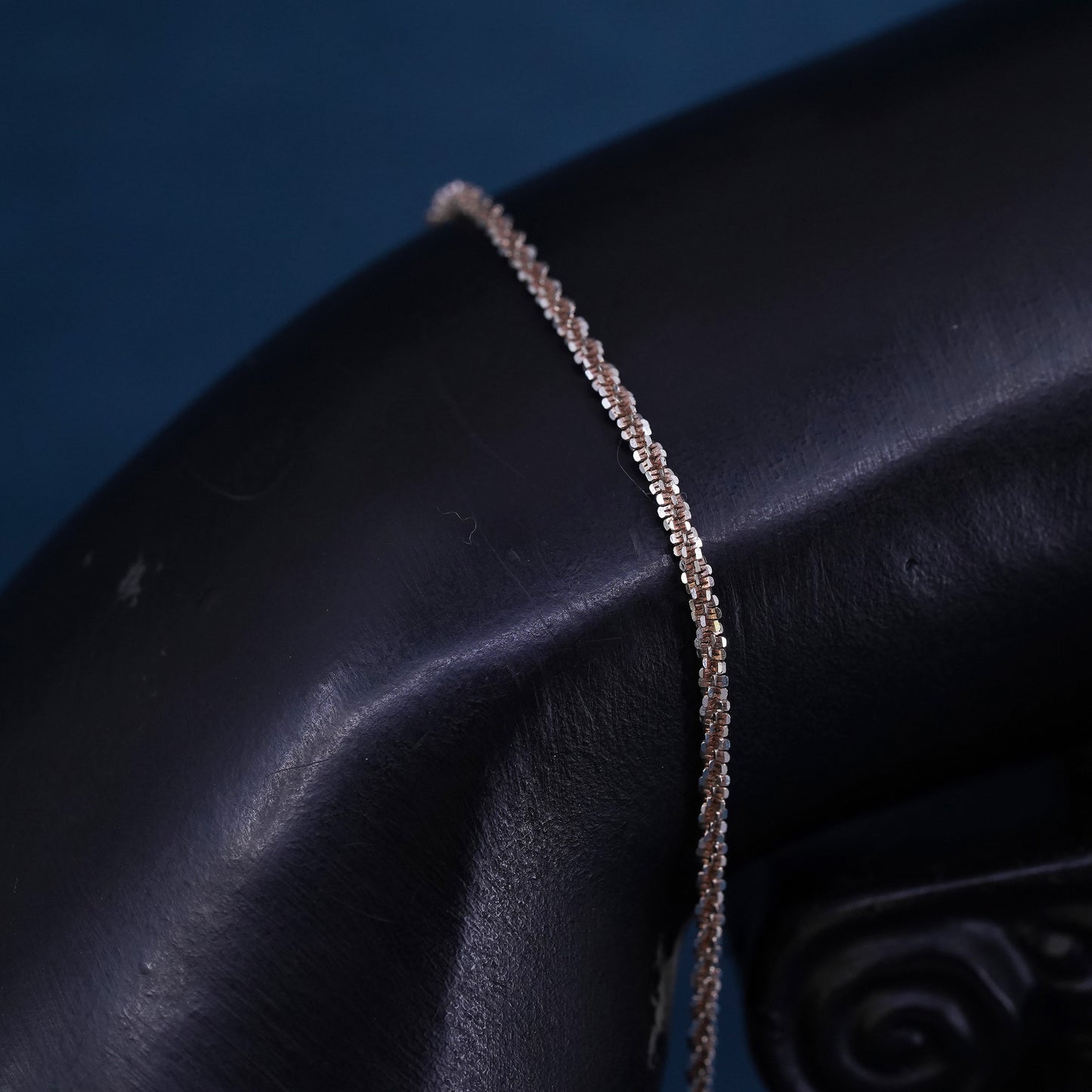 7.5", 2mm, vintage Sterling silver handmade bracelet, 925 twisted curb chain