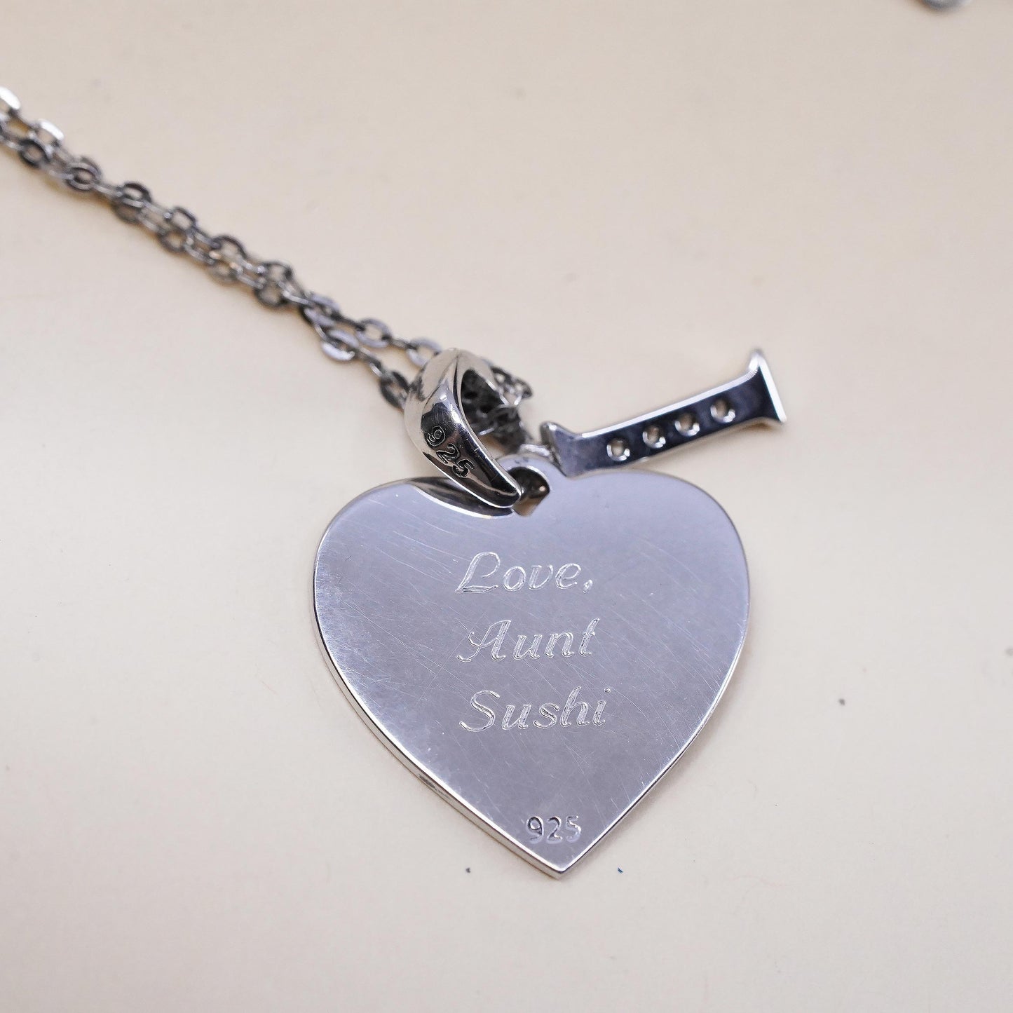 18+2”, sterling silver necklace, 925 chain heart Pendant stay humble kind