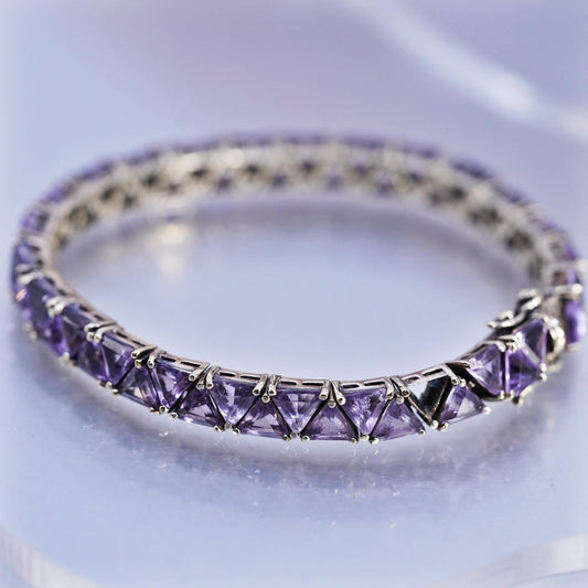 7", Vintage gold plated Sterling Silver 925 Tennis Bracelet cluster amethyst