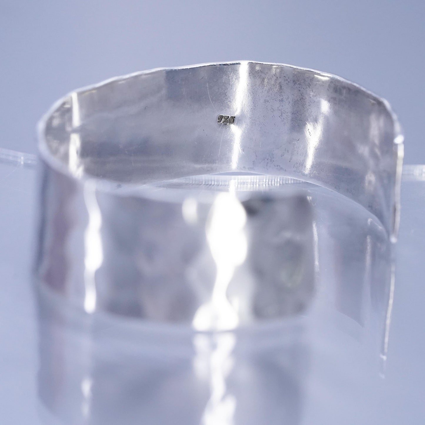 6.75”, Vintage Sterling 925 silver handmade bracelet, hammered textured cuff