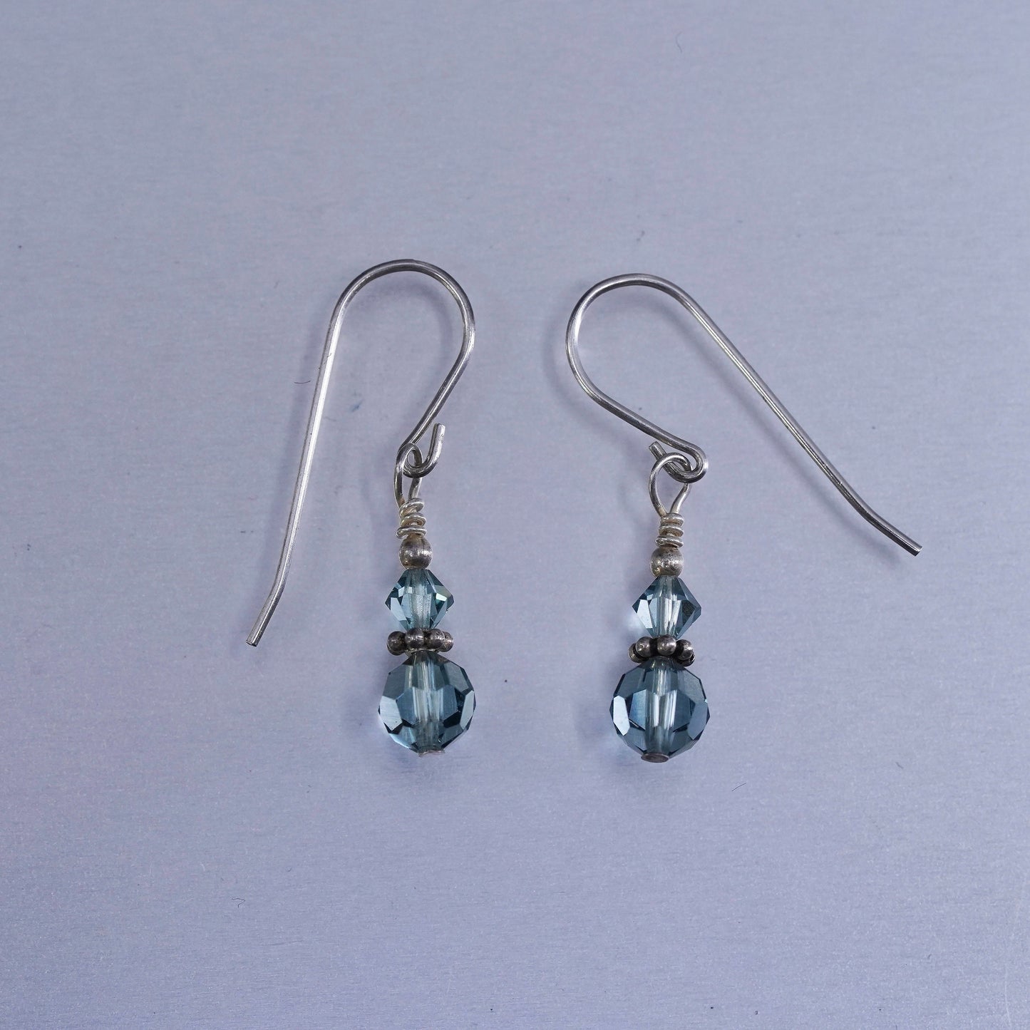 Vintage Sterling 925 silver earrings with blue crystal