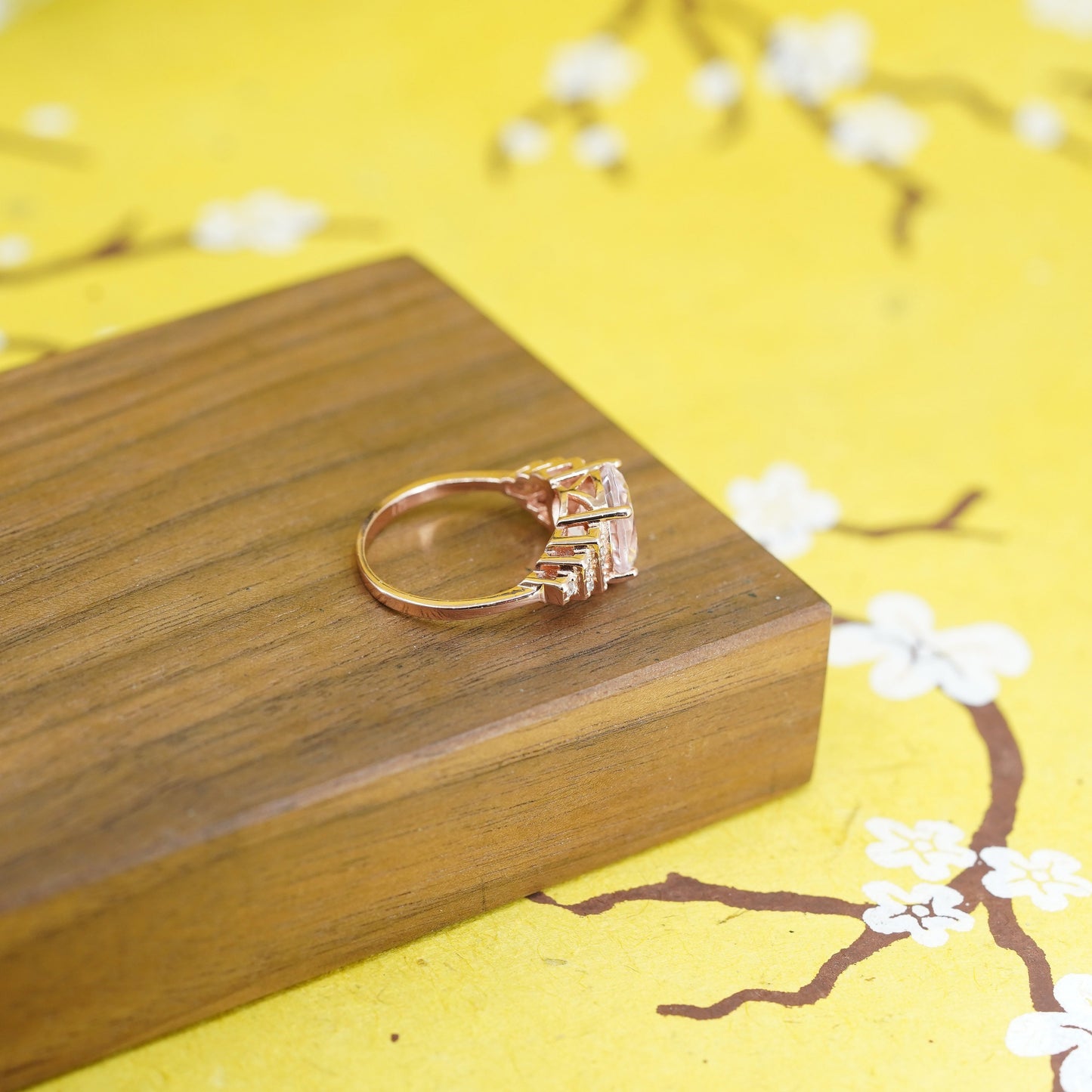 Size 7.75, vintage rose gold filled Sterling silver 925 ring with cz