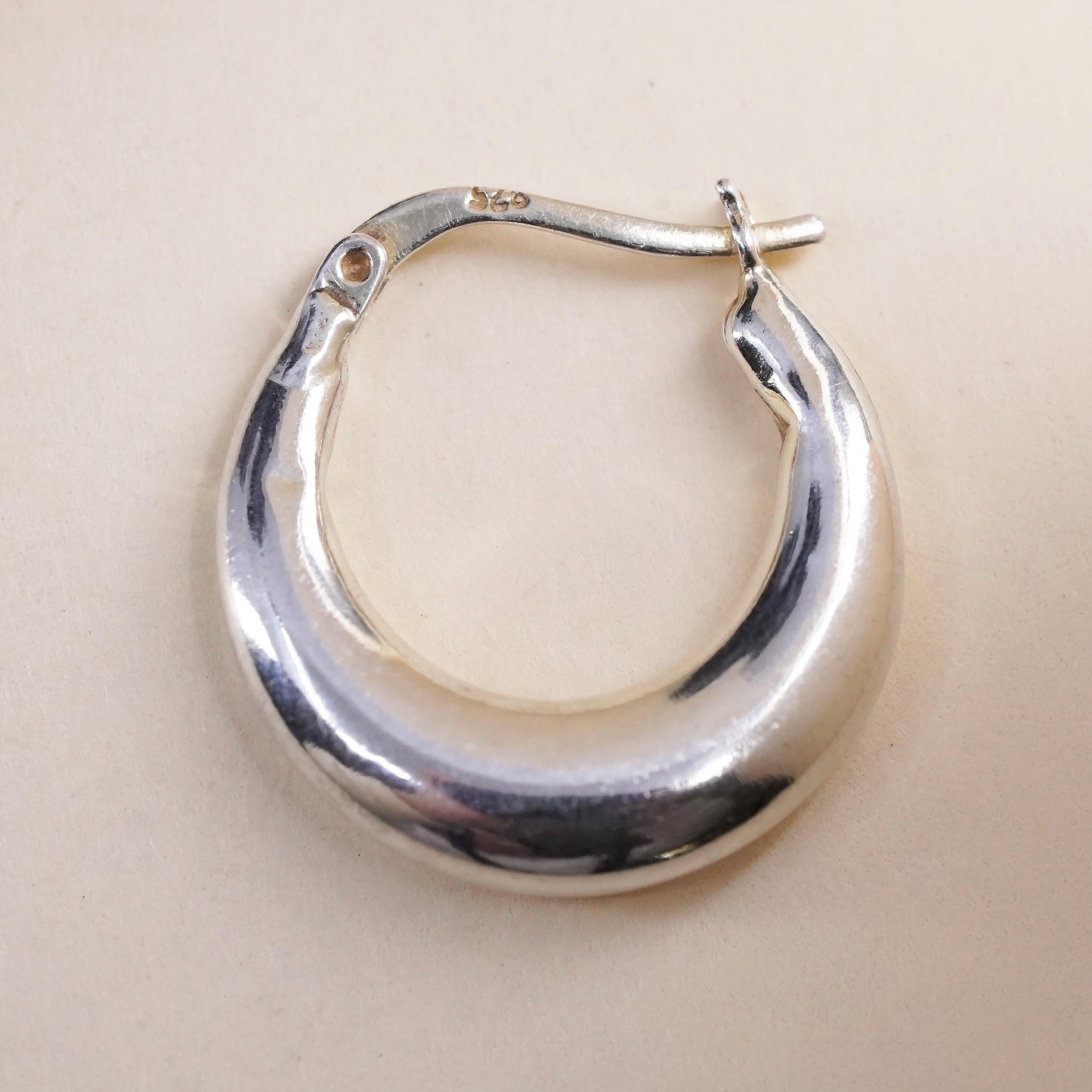 0.75", Vintage sterling silver loop single earring, fashion primitive hoop