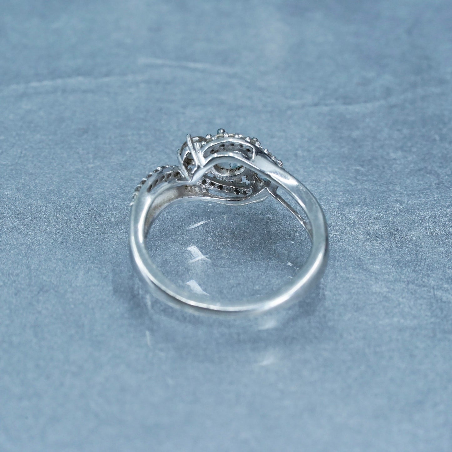 Size 7, vintage Sterling 925 silver handmade engagement ring with cluster Cz