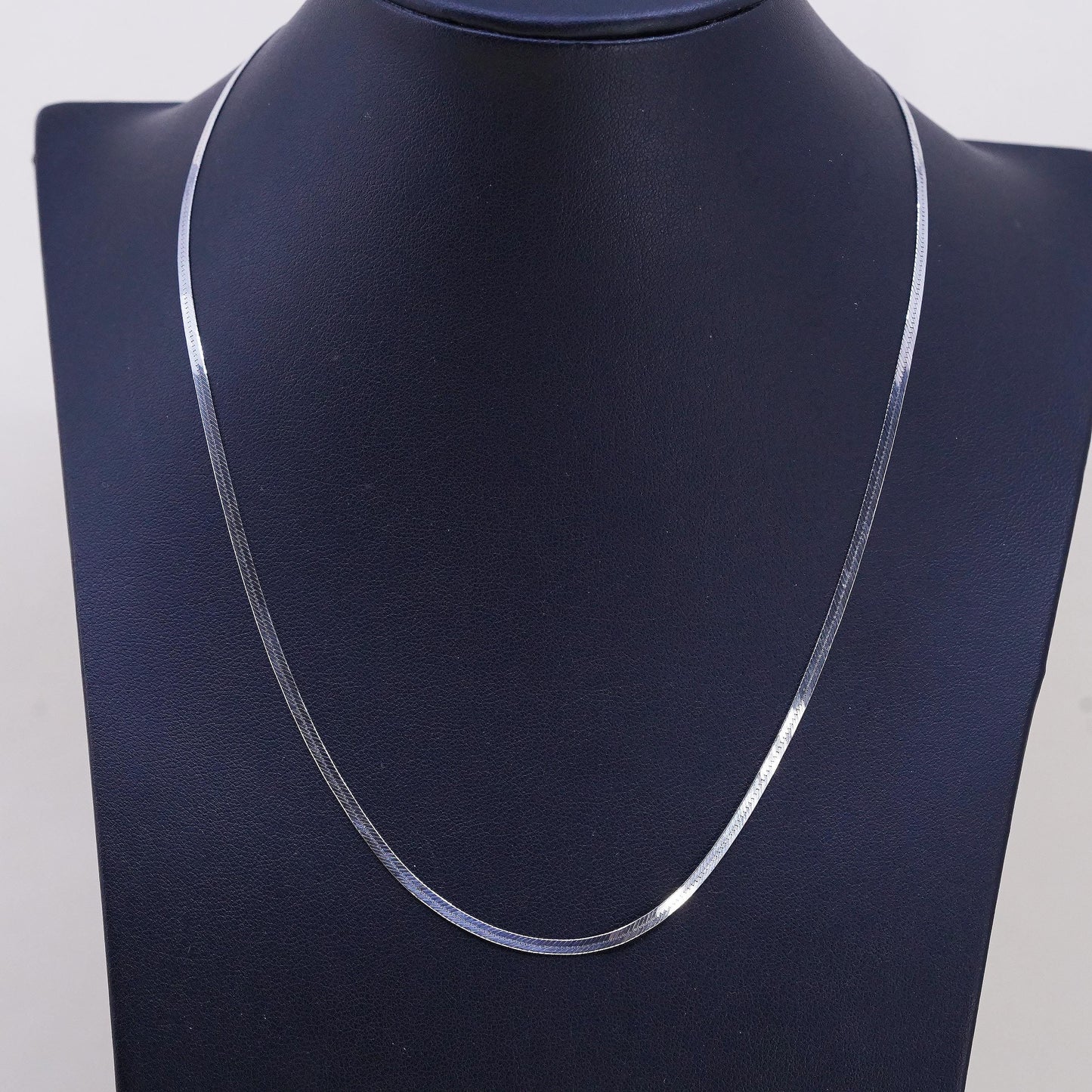 18” 2mm, Vintage Italian sterling silver necklace, 925 herringbone chain