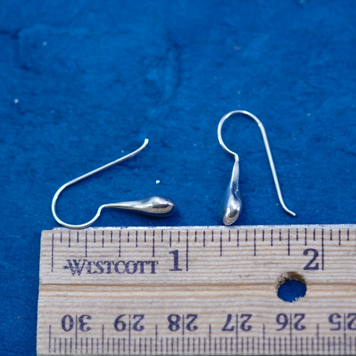 Vintage sterling silver handmade earrings, 925 silver teardrop drops