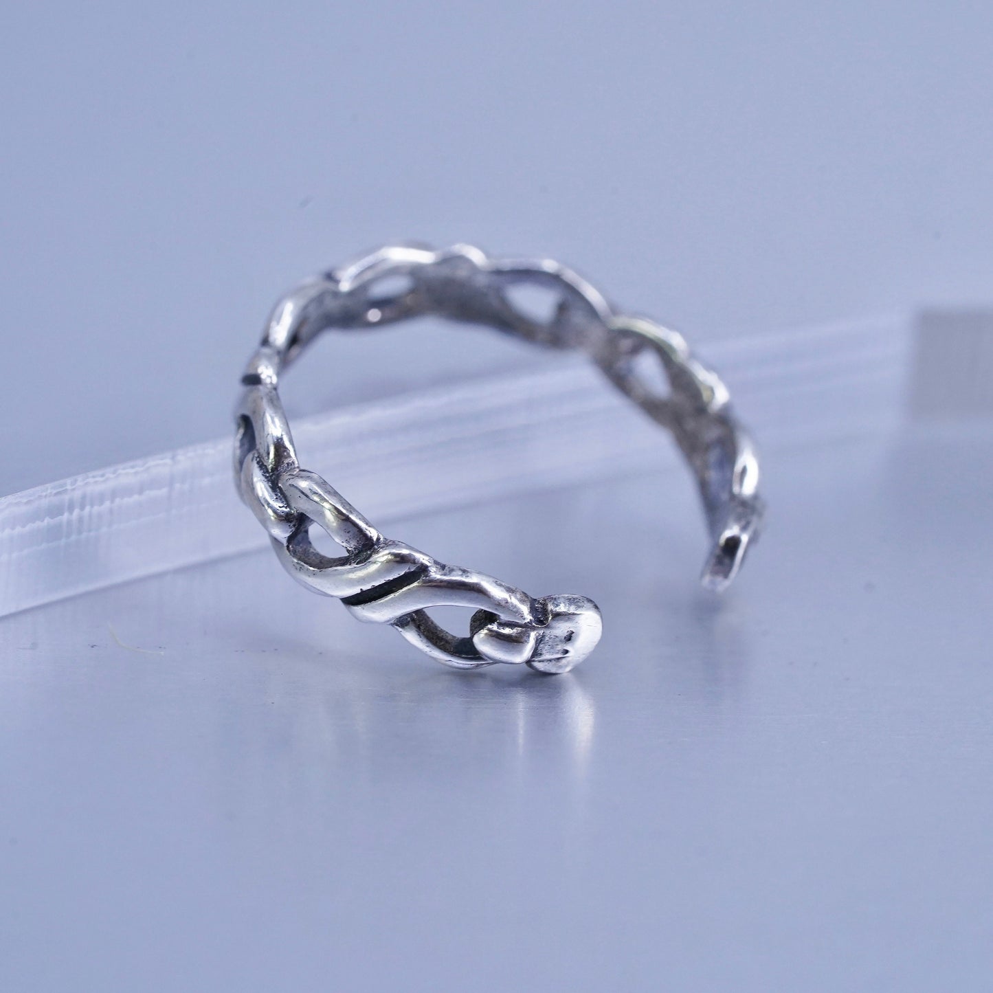 Size 4.25, southwestern Sterling 925 silver handmade ring, textured open band