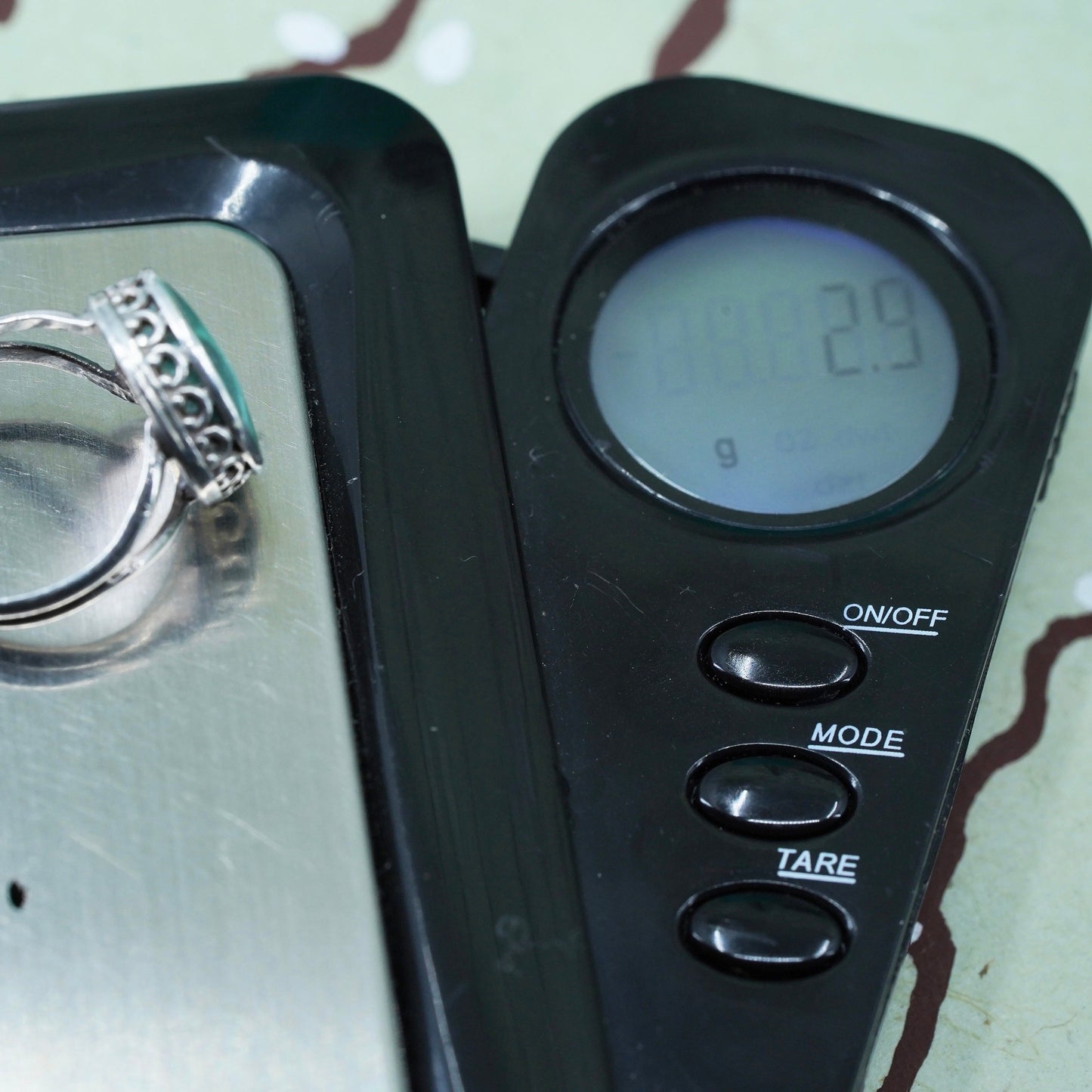 Size 3.25, southwestern Sterling 925 silver handmade ring with malachite