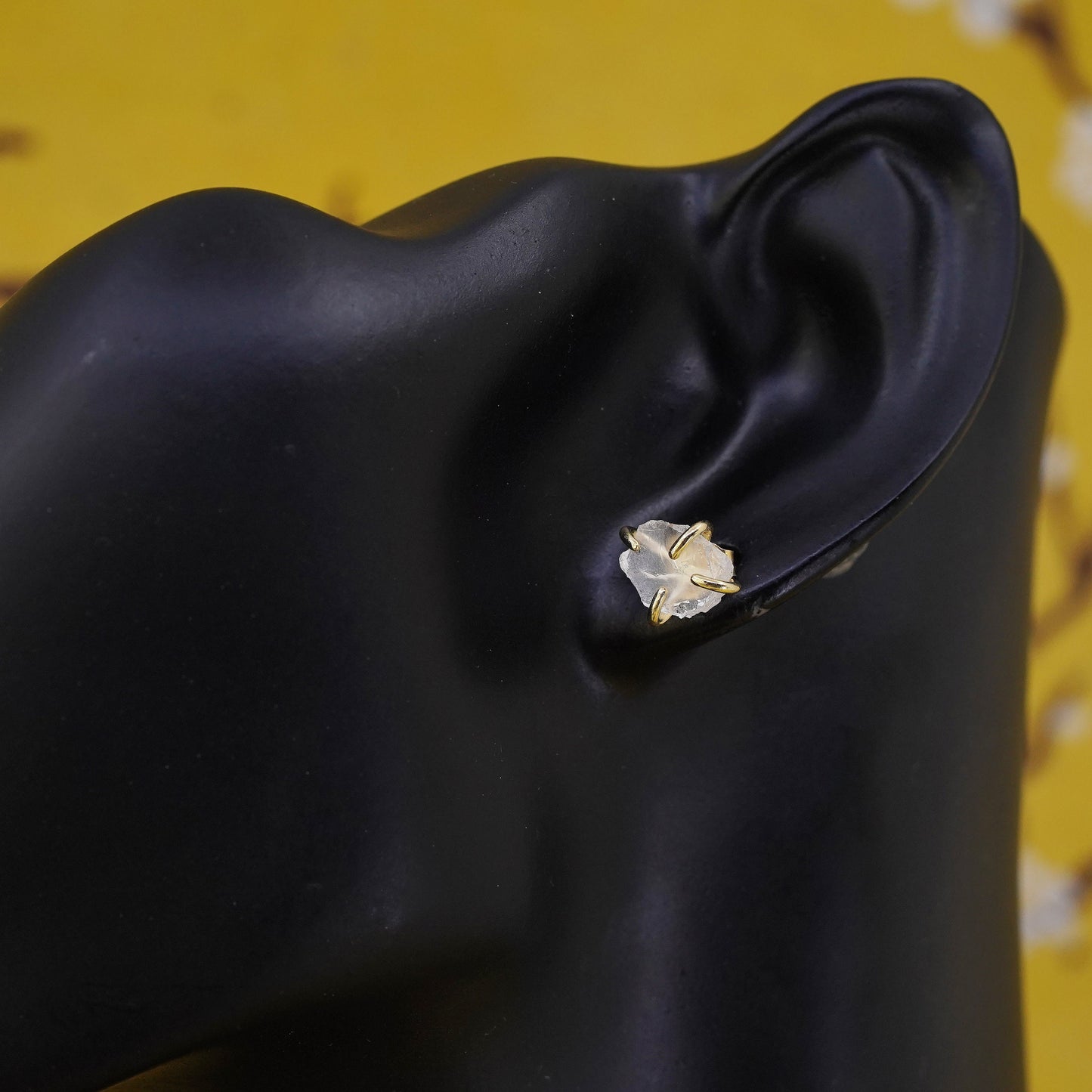 Vermeil gold over Sterling silver natural crystal studs, earrings