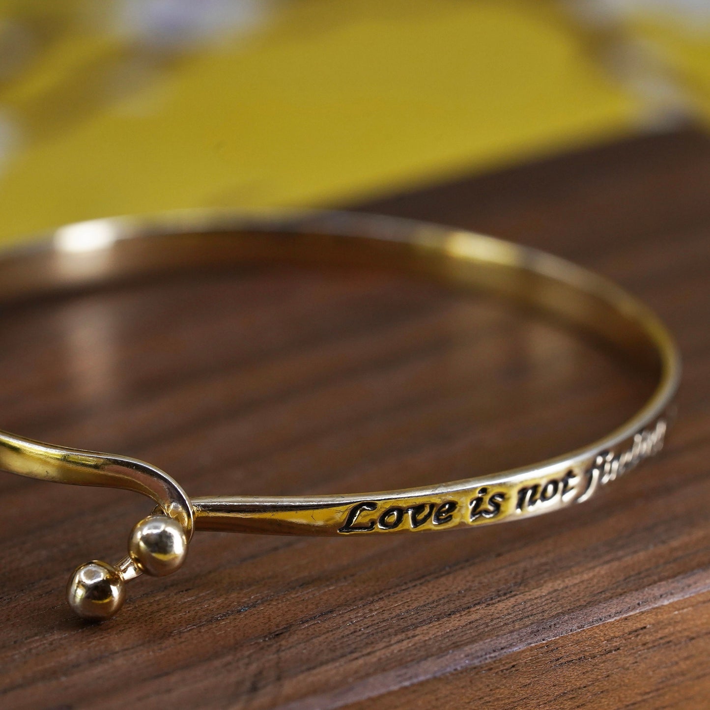 7", Vermeil gold over Sterling silver bracelet, 925 bangle “love is not finding