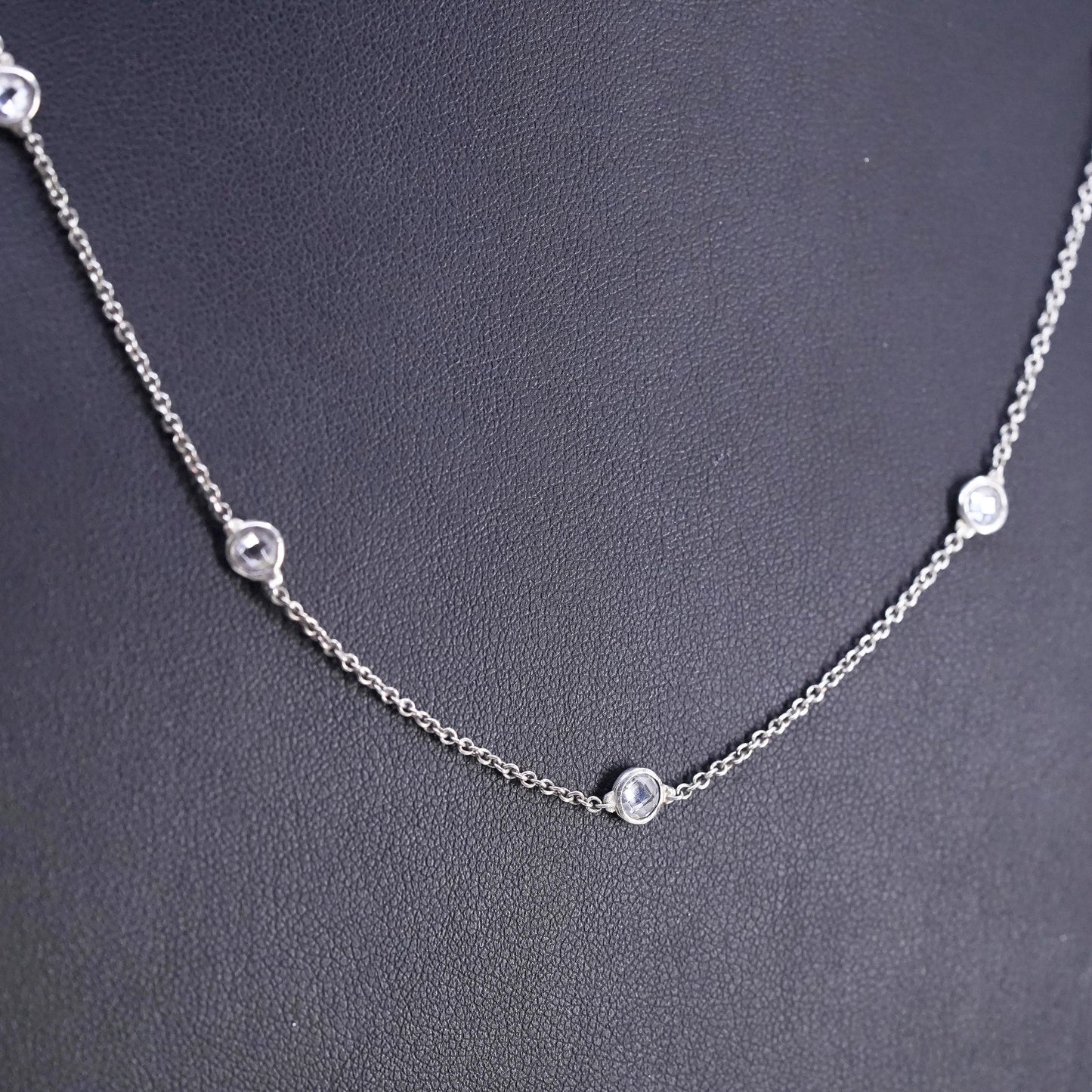 20” 1mm, vintage Sterling silver handmade necklace, 925 circle chain with cz