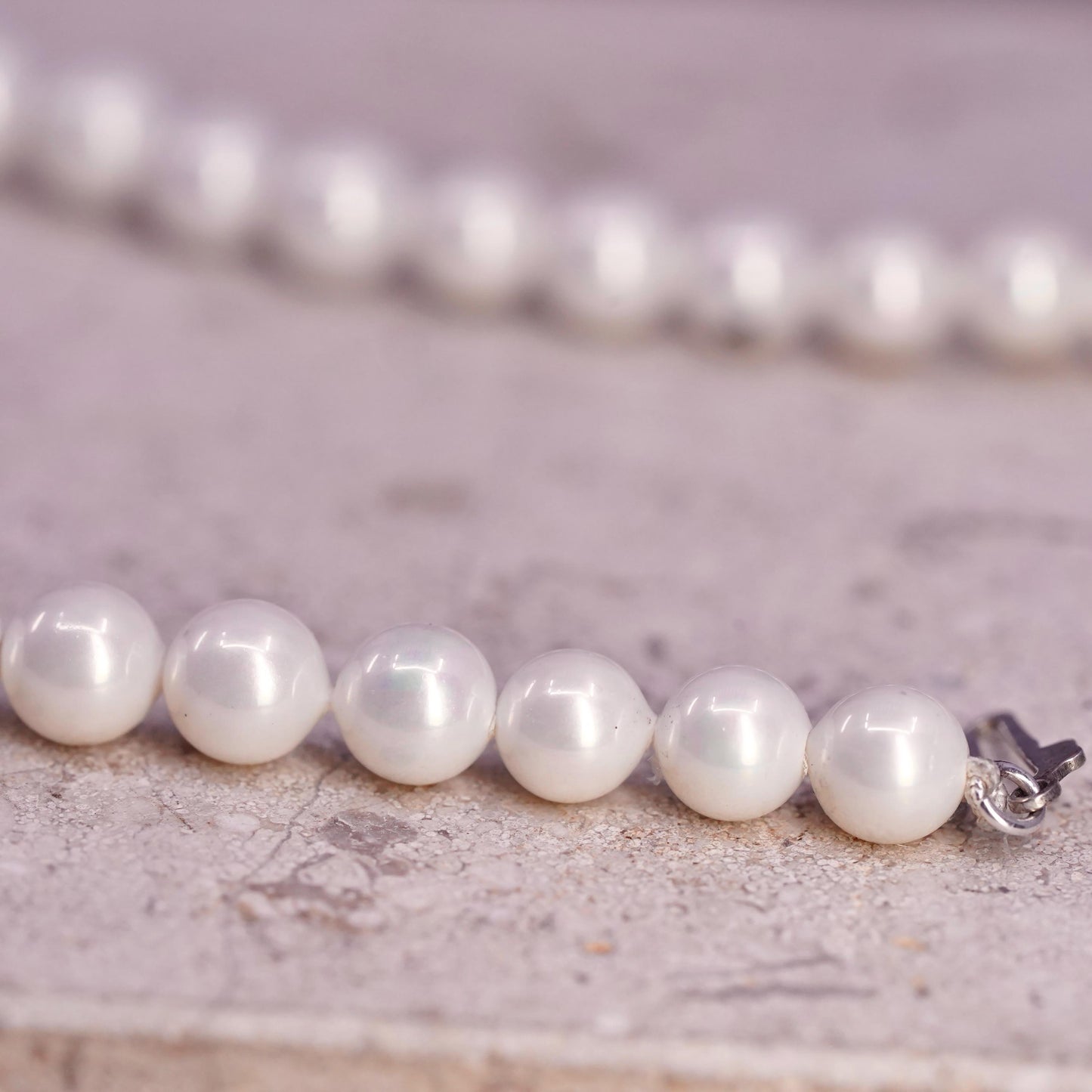 7.75", Sterling silver handmade bracelet, 925 monogram LMC charm pearl beads