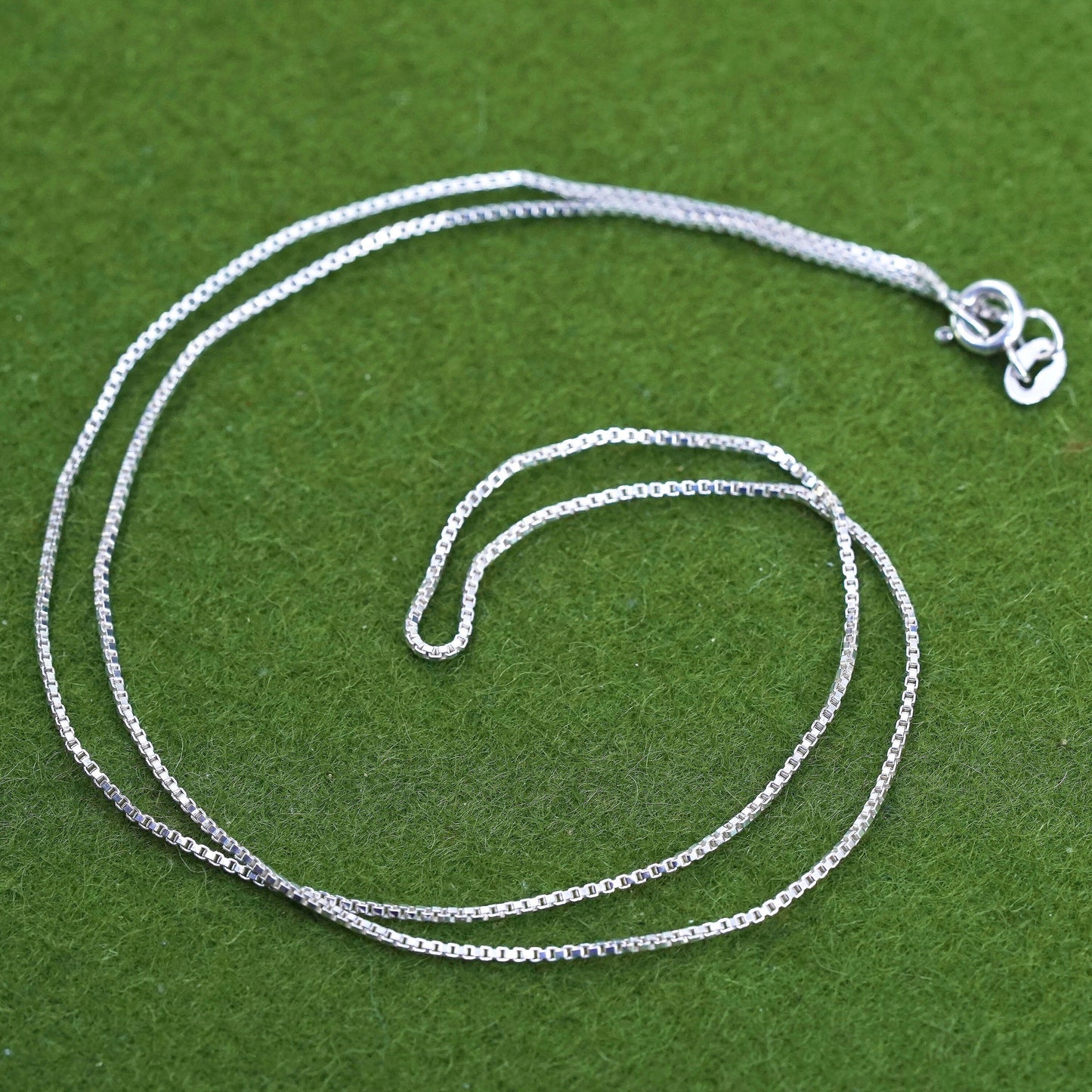 20", 1mm, Vintage sterling silver Italy 925 silver box chain, necklace