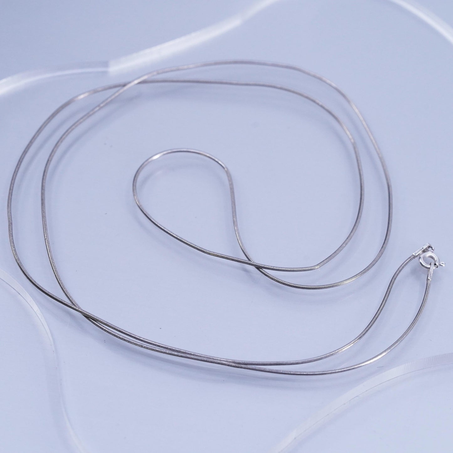 30” 1mm, vintage Italy Sterling 925 silver square snake chain necklace