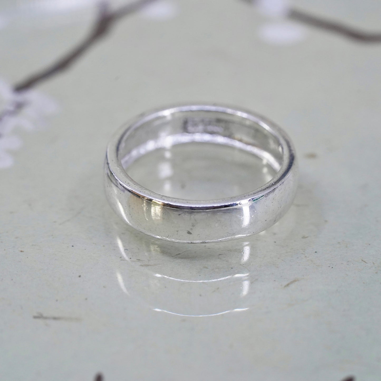 Size 6, Vintage sterling silver ring, 925 quote band engraved "faith love hope"