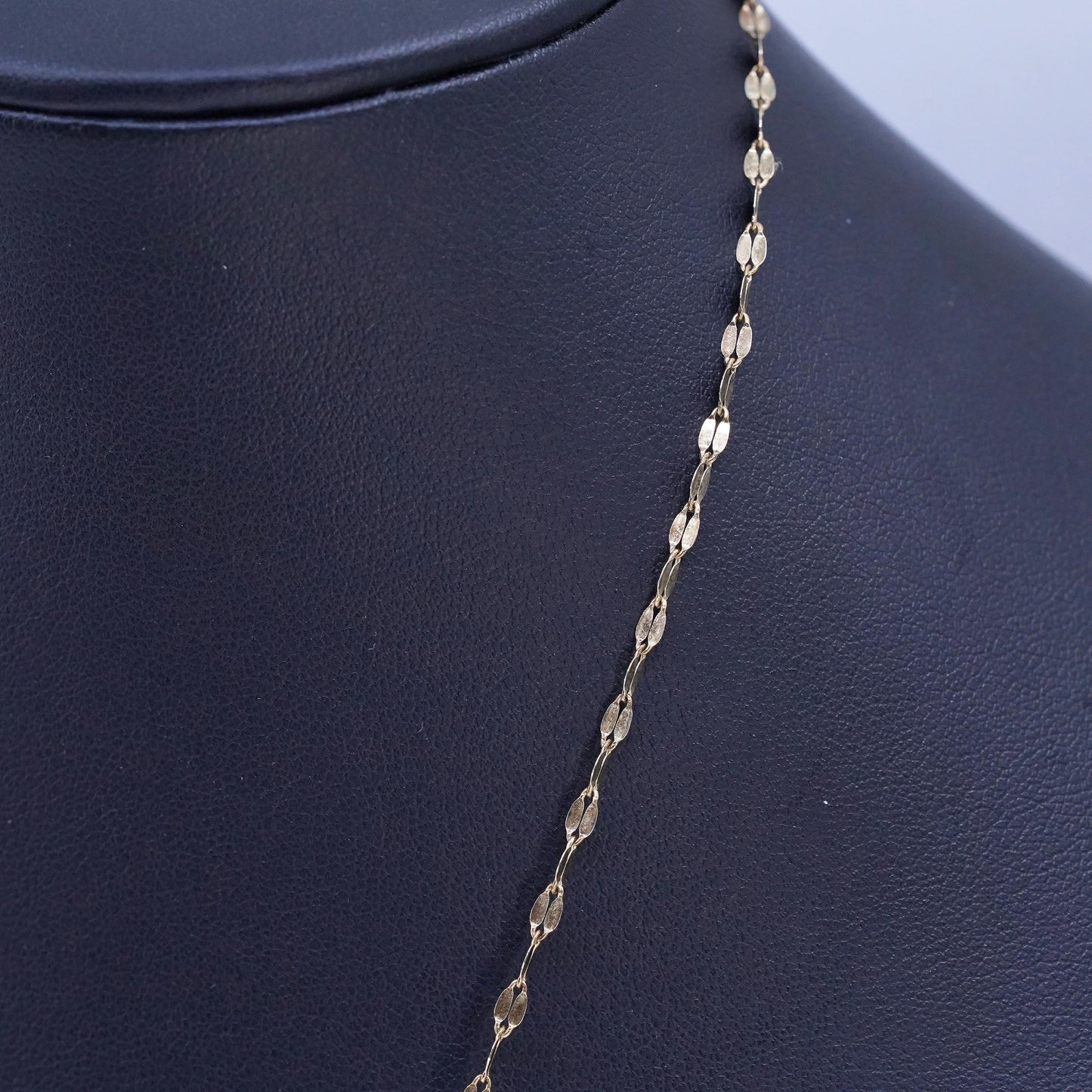 24" KA1772 Italian vermeil gold Sterling 925 silver flatten necklace 6” fringe