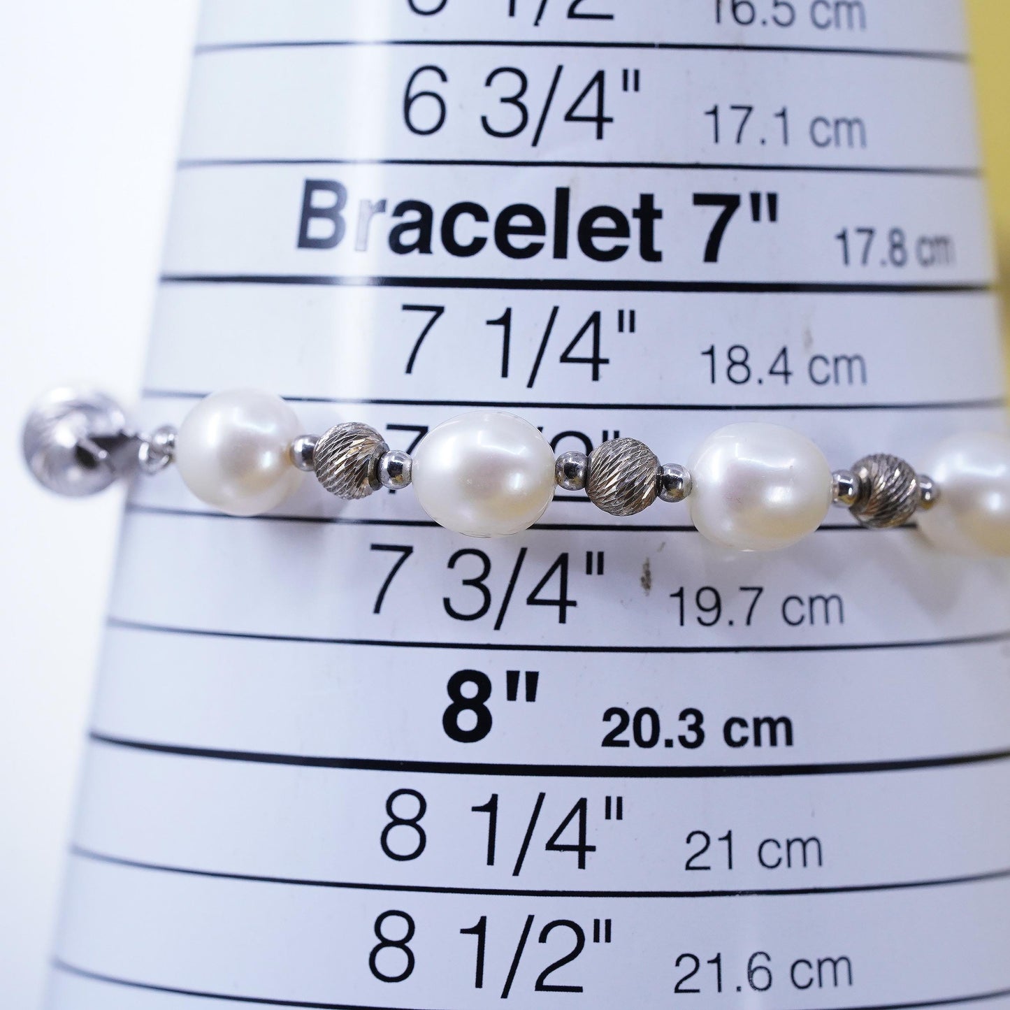 7.5” Sterling silver bracelet, freshwater pearl beads chain 925 silver clasp