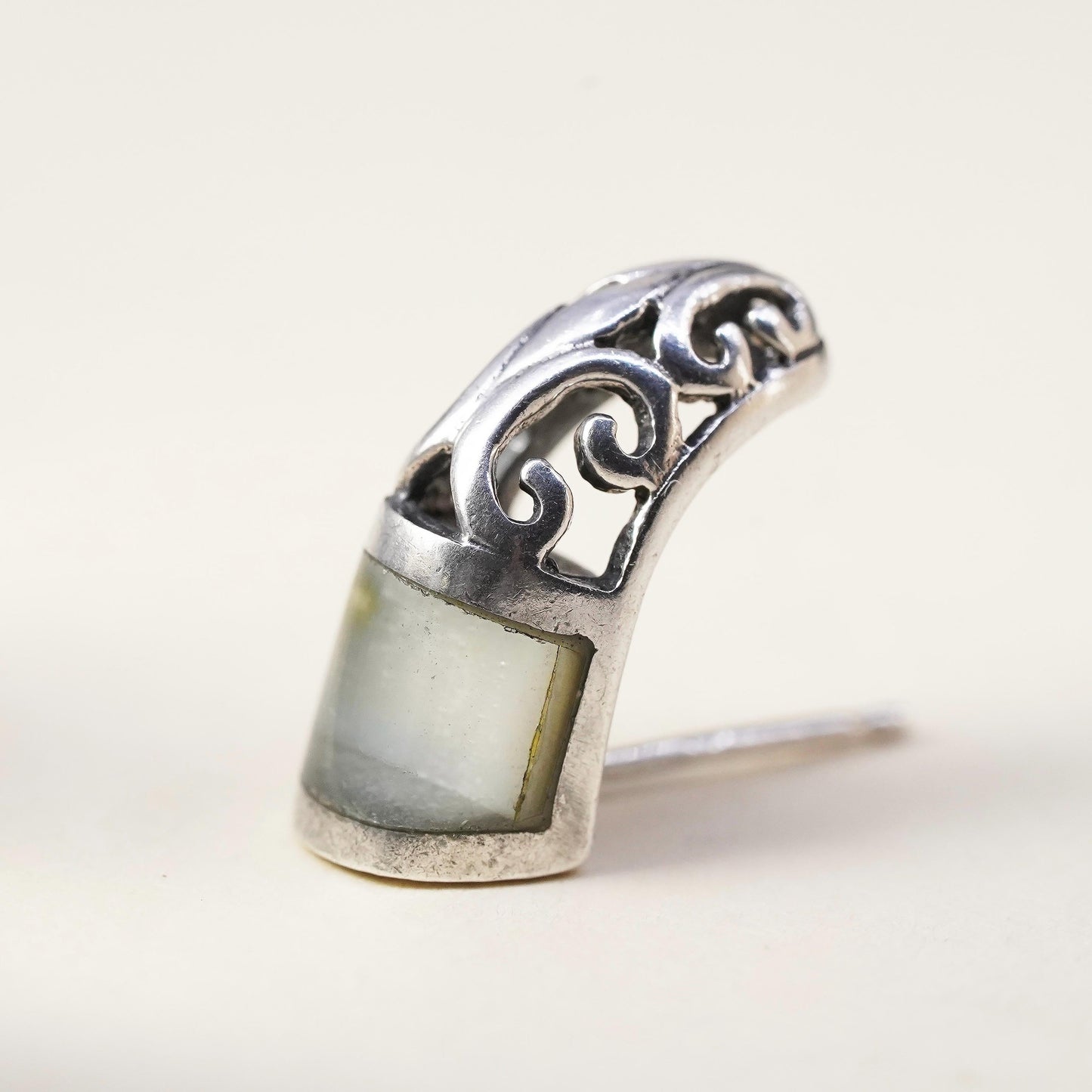 Vintage handmade single 1 earring. filigree Sterling 925 silver huggie stud