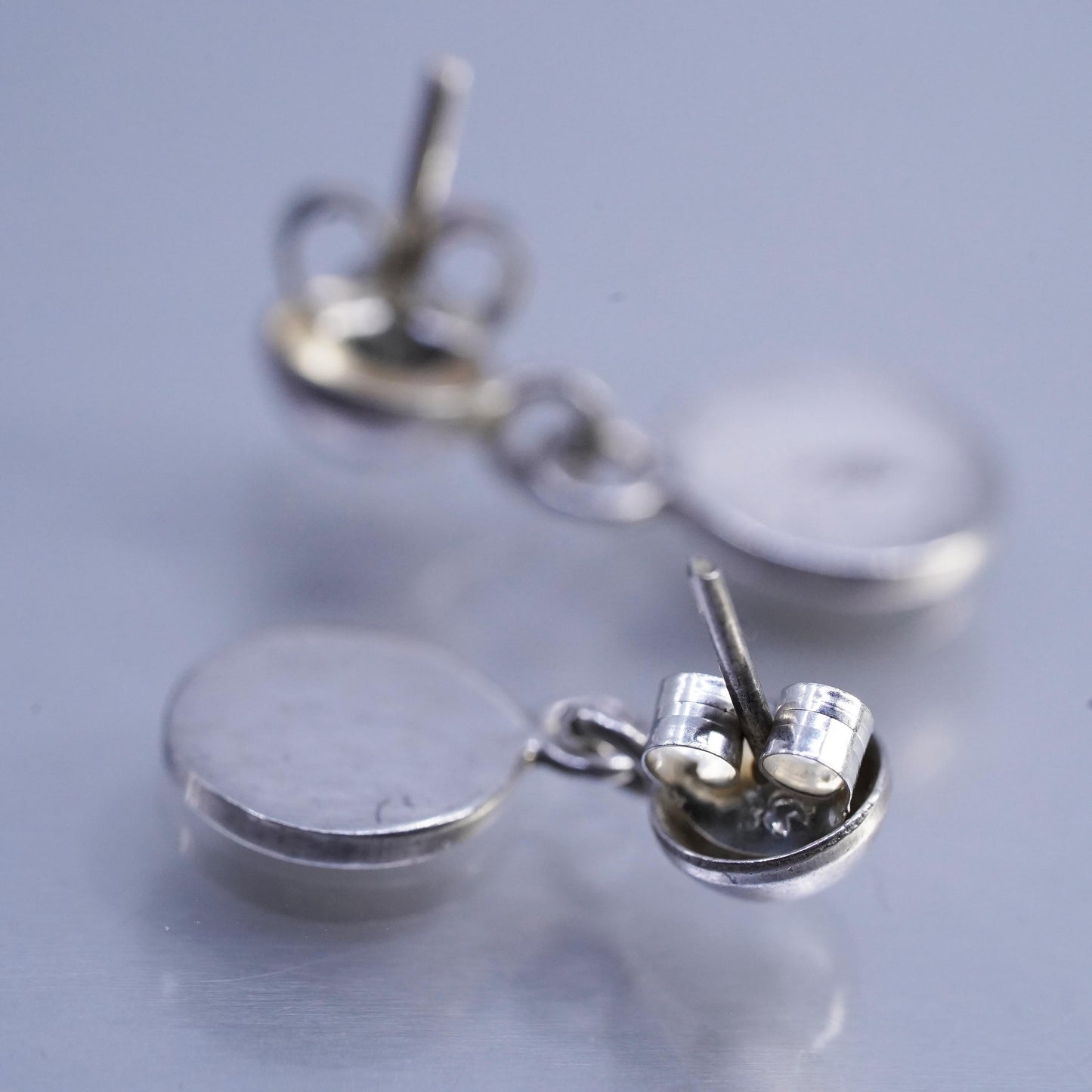 Vintage Mexican Sterling 925 silver handmade letter monogram NMS earrings