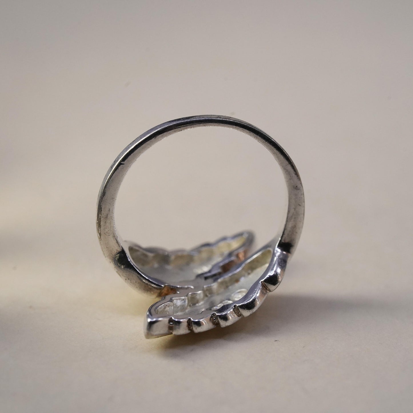 Size 5.5, vintage Sterling silver handmade ring, 925 leaves band