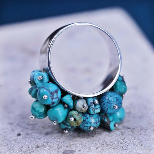 Size 7.25, Sterling 925 silver ring, Native American, southwestern turquoise