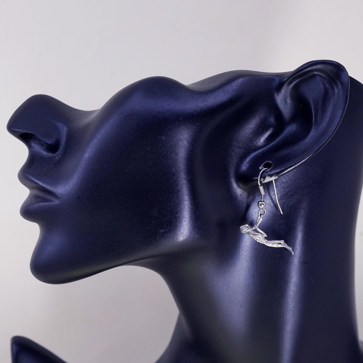 Vintage sterling 925 silver handmade diver drop earrings