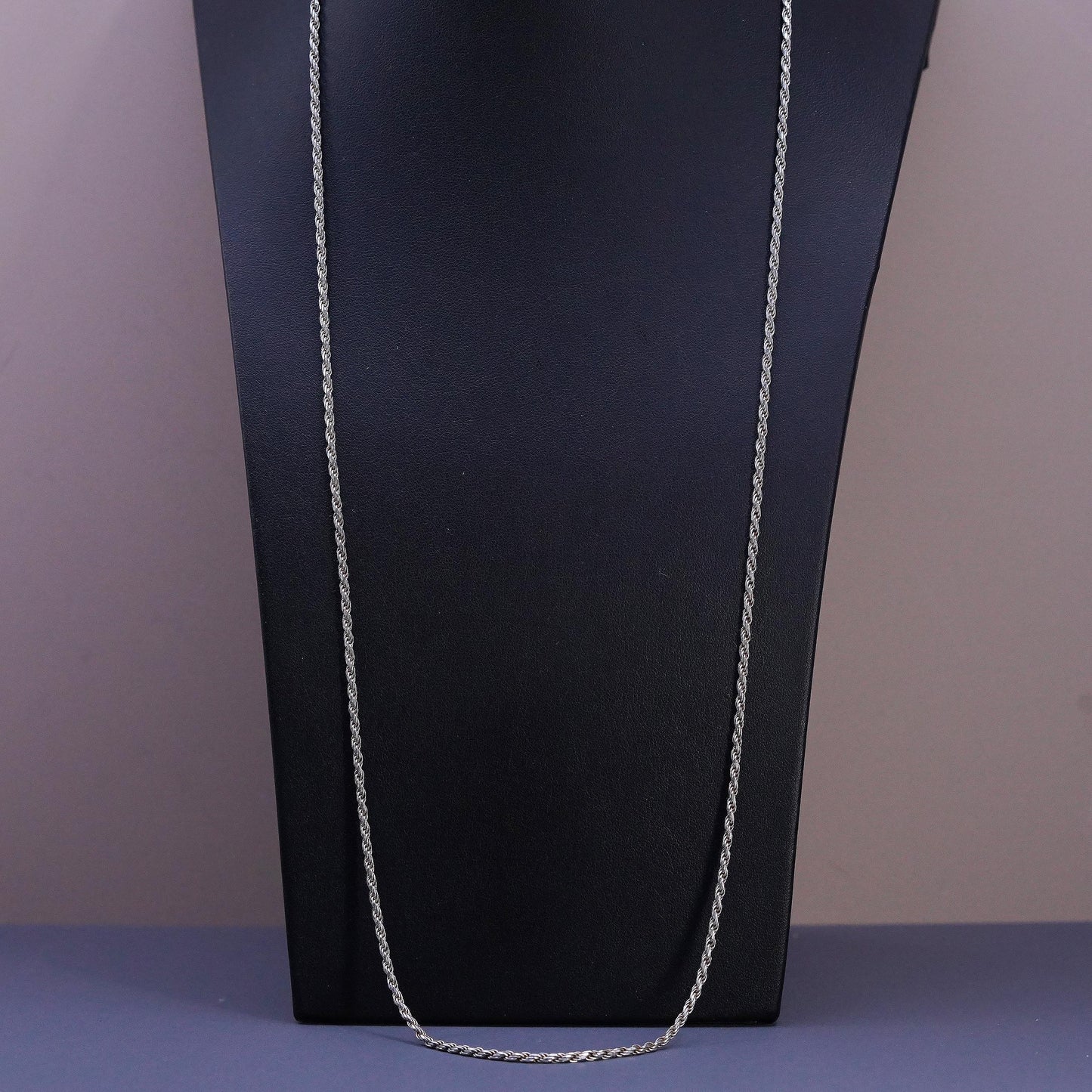 30" 2mm, vintage Sterling silver handmade necklace, 925 rope chain