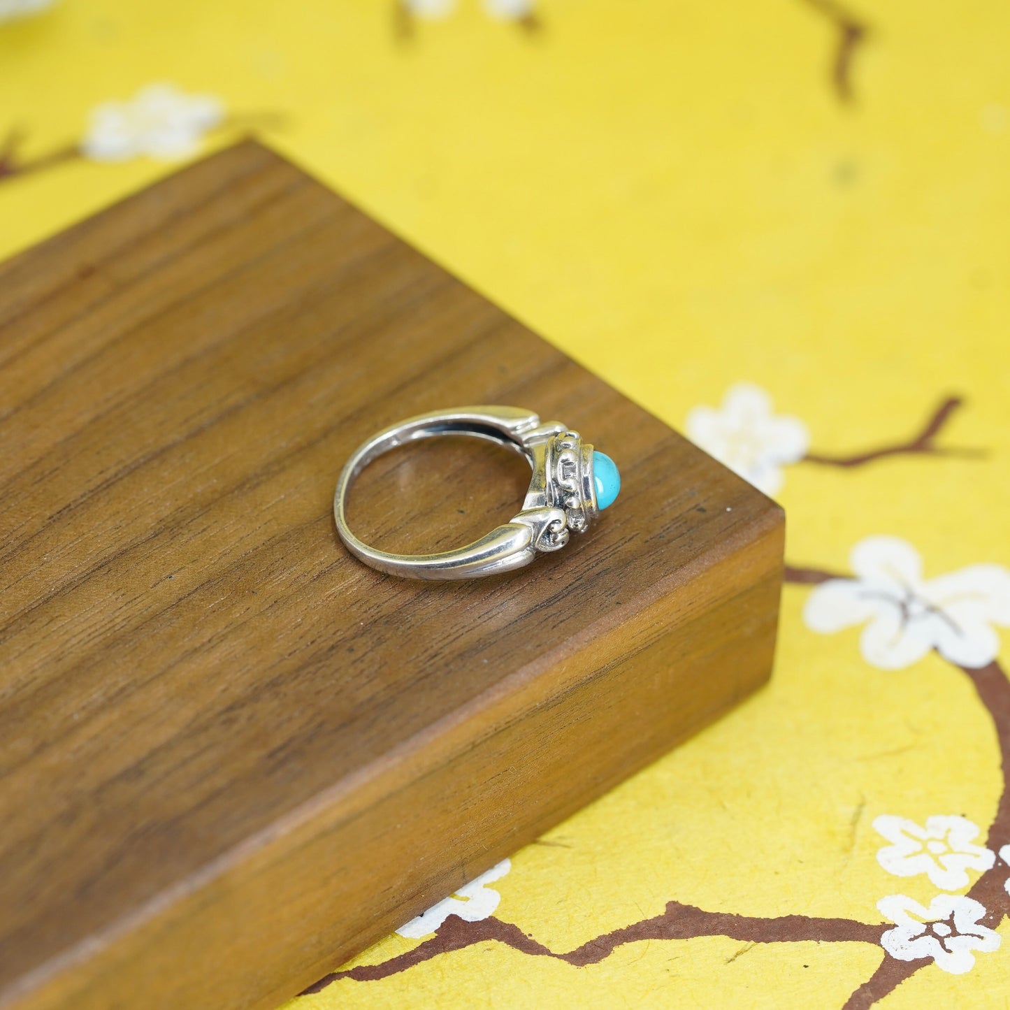 Size 5.5, Sterling 925 silver handmade ring w/ turquoise, southwestern jewelry