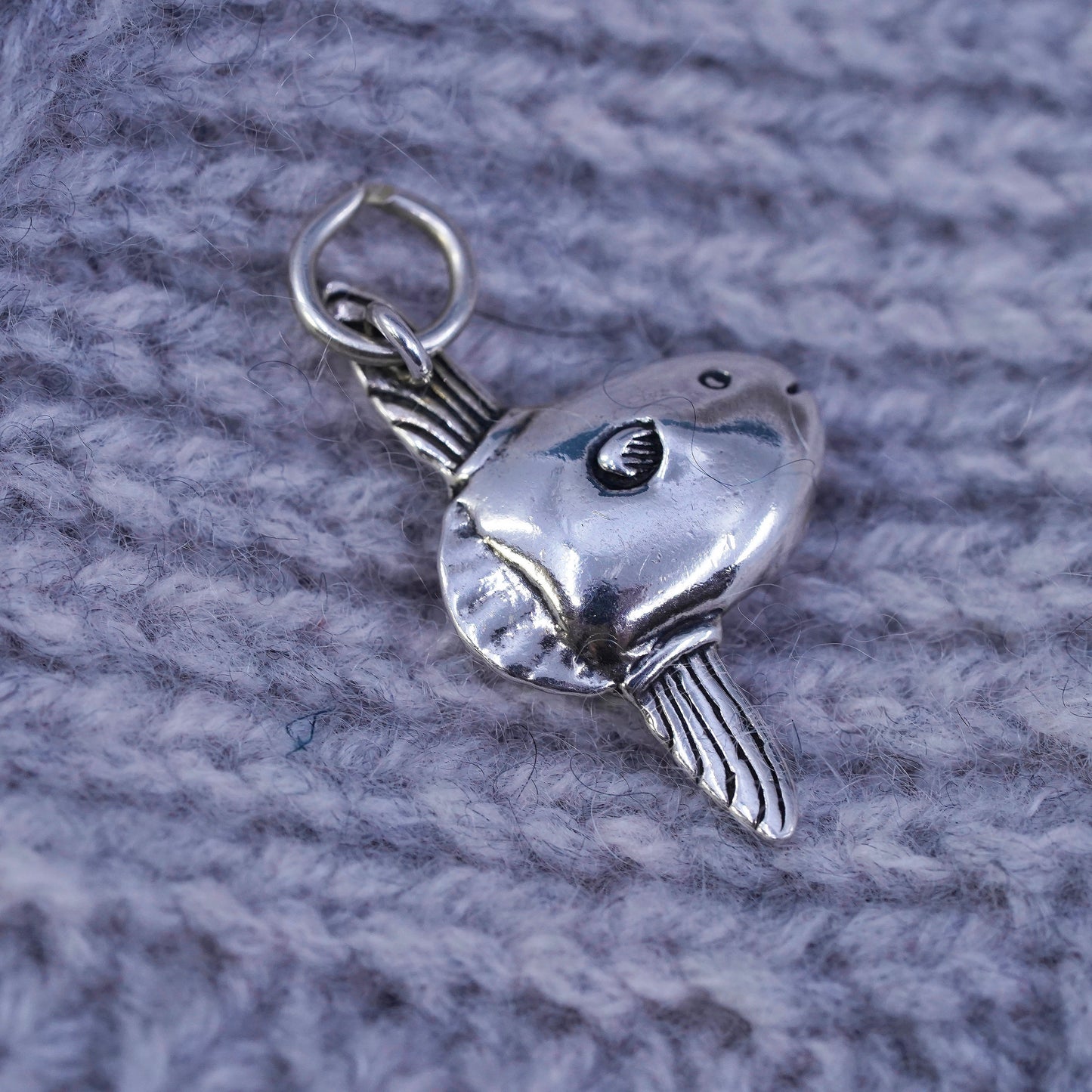 Vintage Sterling silver handmade pendant, 925 fish charm