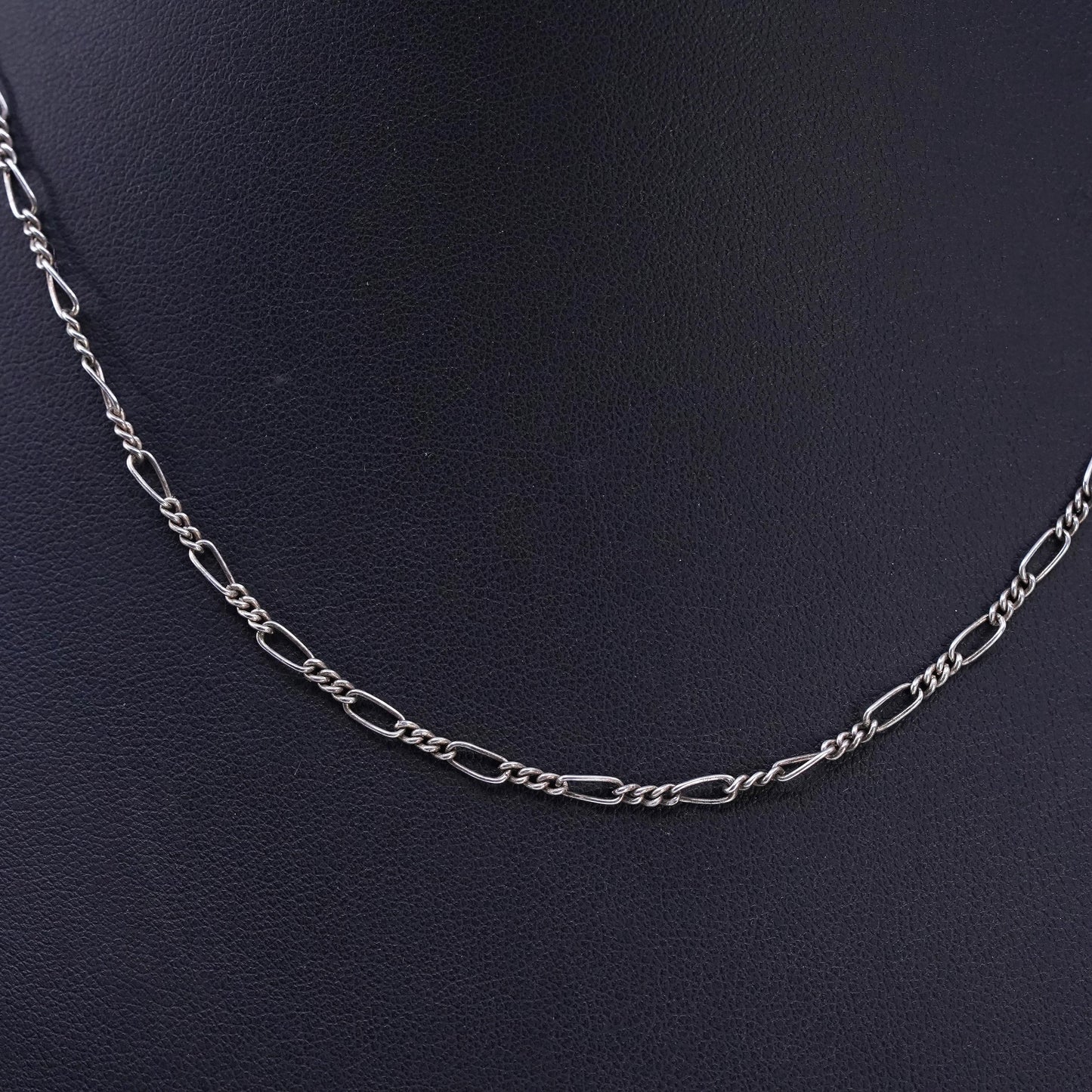 16" 3mm, vintage Sterling 925 silver figaro chain necklace