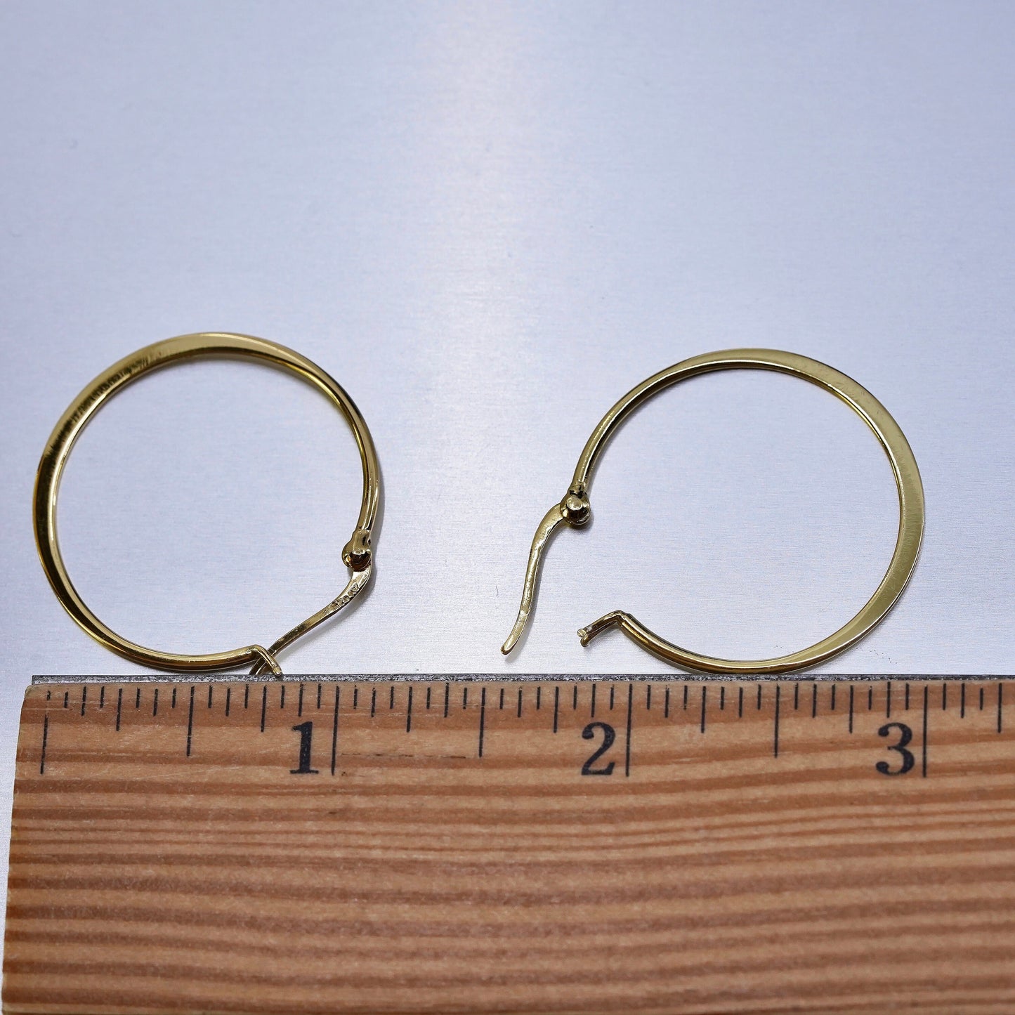 1.25”, Italian vermeil gold over Sterling silver handmade earrings, 925 hoops