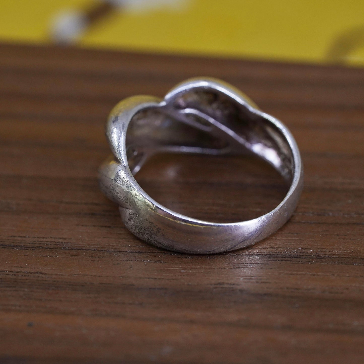 Size 7, Sterling silver handmade ring, 925 ribbed band, minimalist, modernist