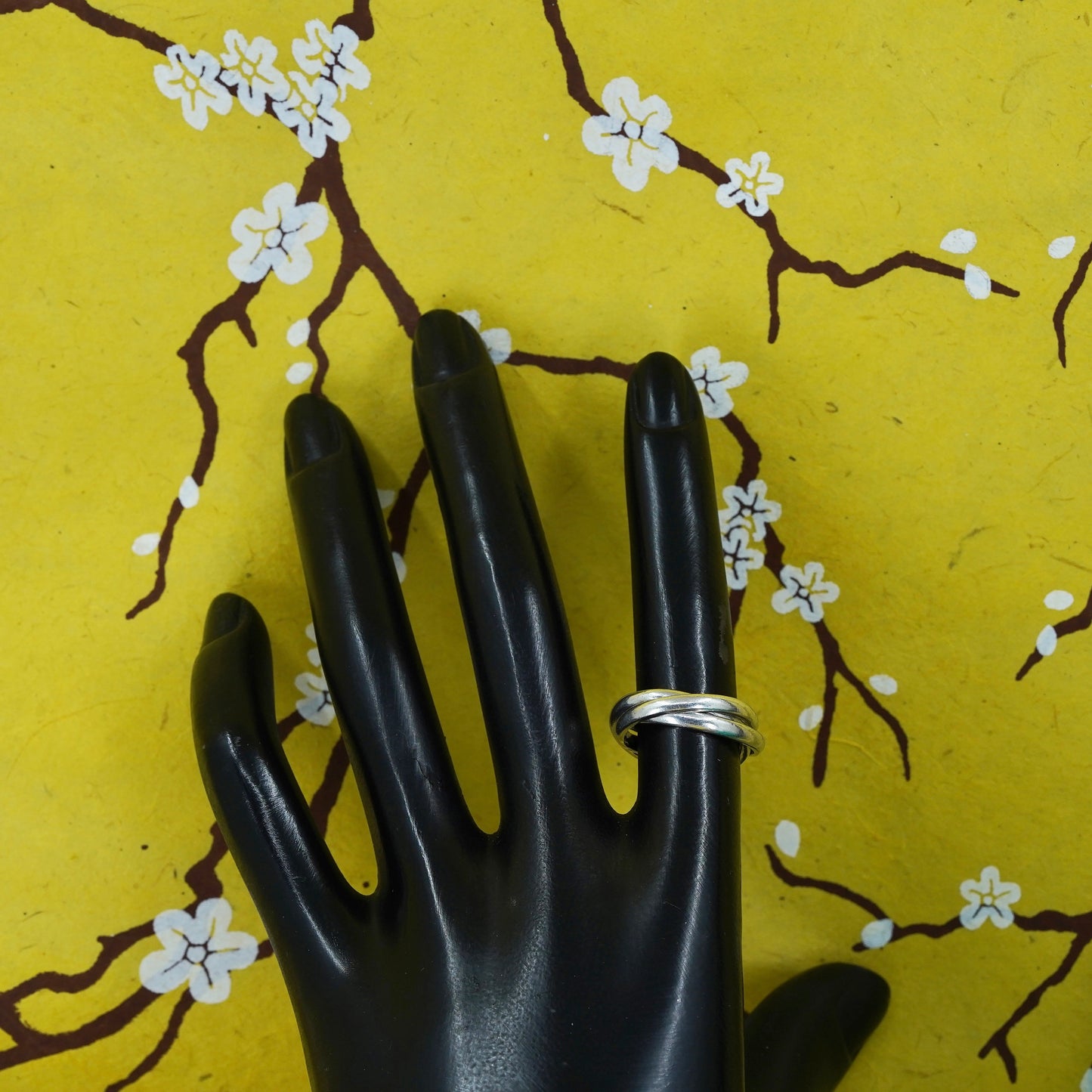 size 4.75, vintage Sterling silver handmade ring, 925 entwined band