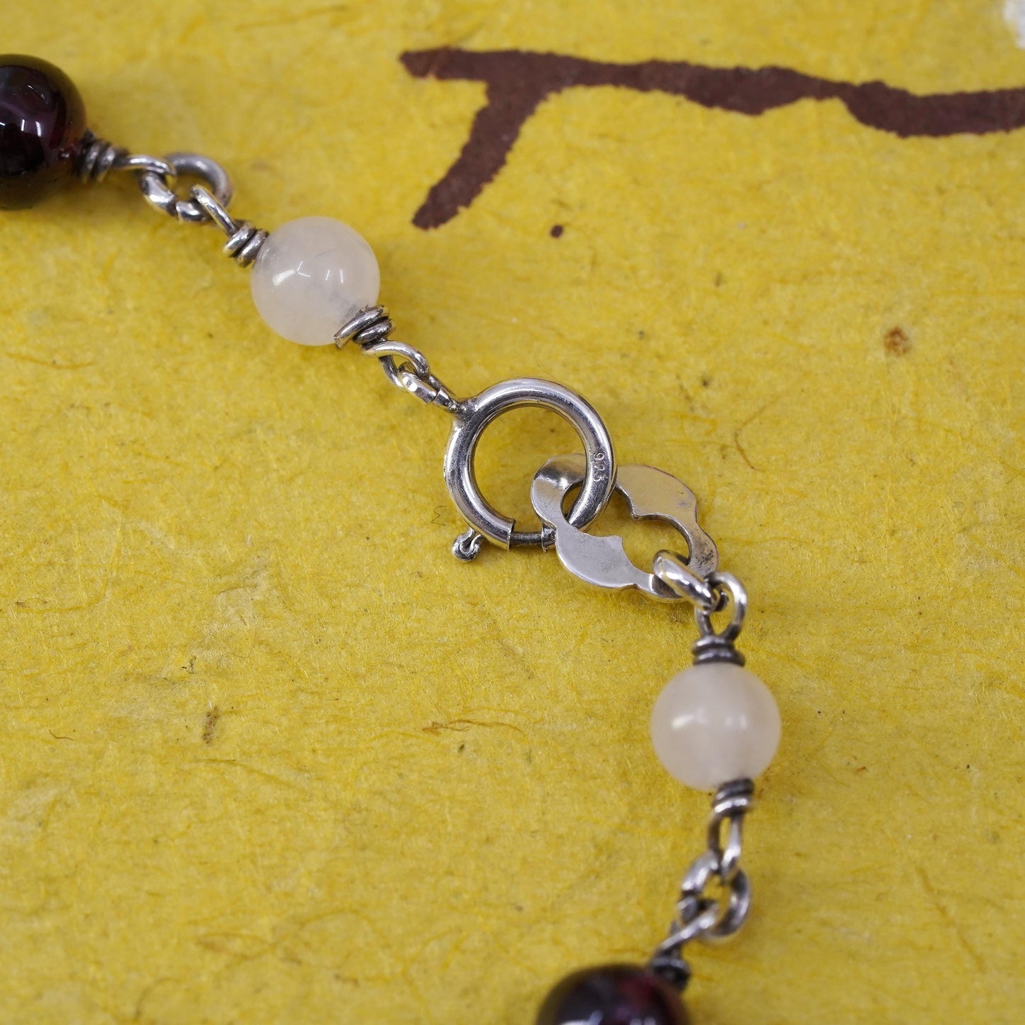 7", VTG Sterling 925 silver butterfly flower bracelet rose pink quartz pearl