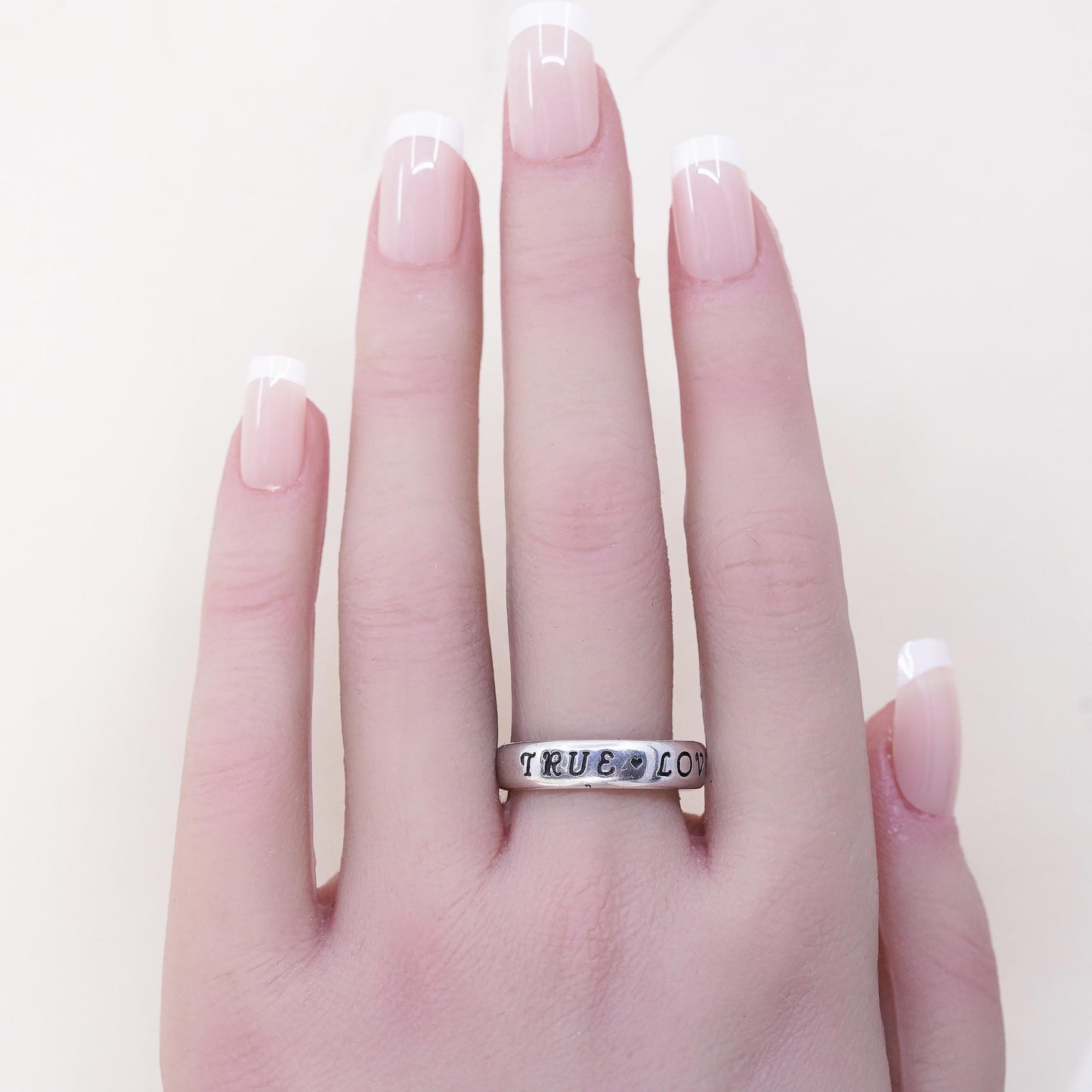 Size 10 Sterling Silver Signed 925 WJ Waldeck Johnson True Love Waits Ring Band