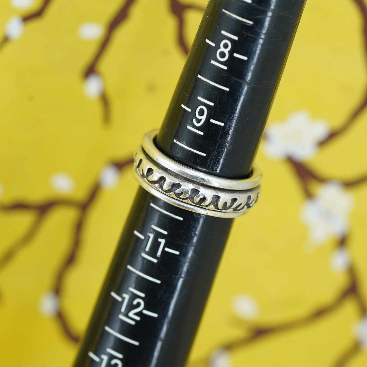Size 10, vintage Sterling silver prayer ring, textured 925 spinner band