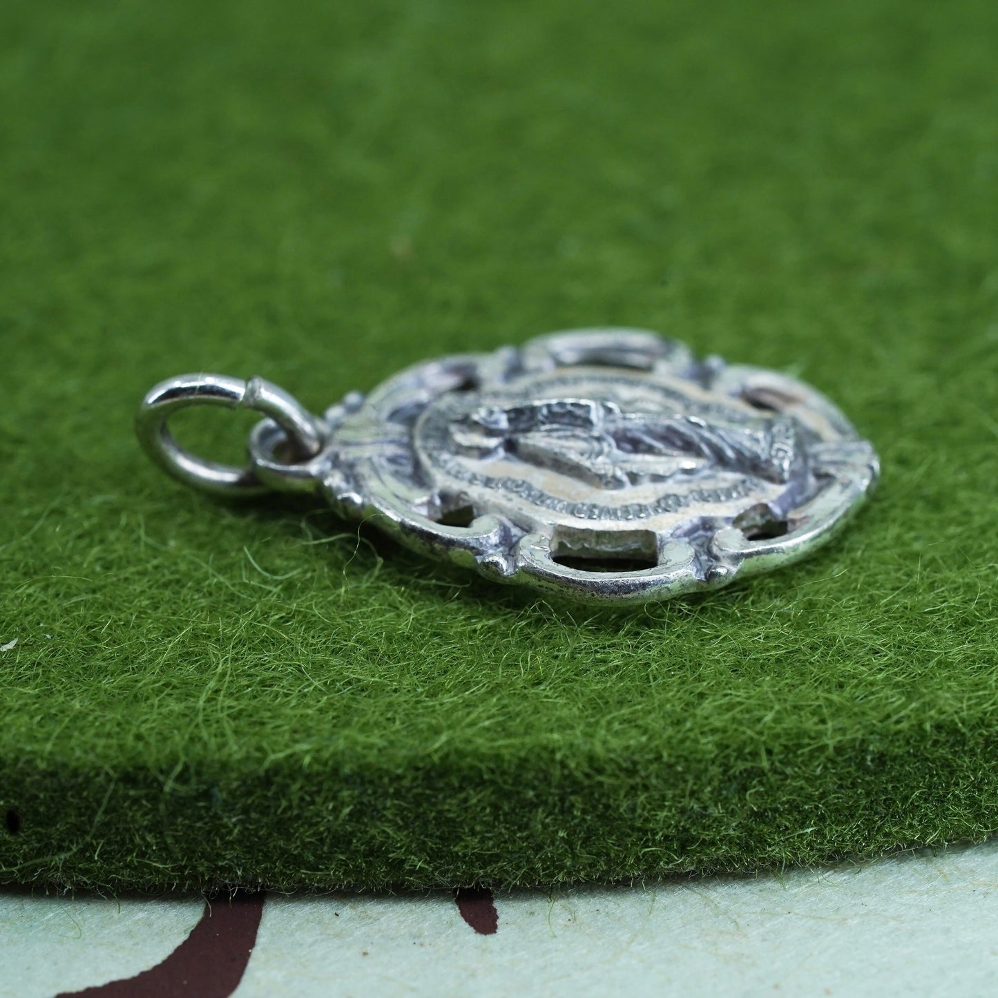 Vintage Mexico sterling silver handmade pendant, 925 Virgin Mary charm