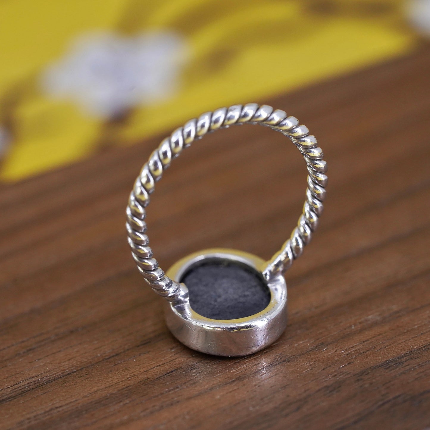 Size 7, Native American sterling silver handmade ring, 925 band with abalone