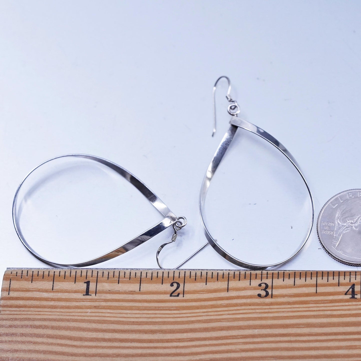 Vintage Sterling 925 silver handmade huge teardrop earrings