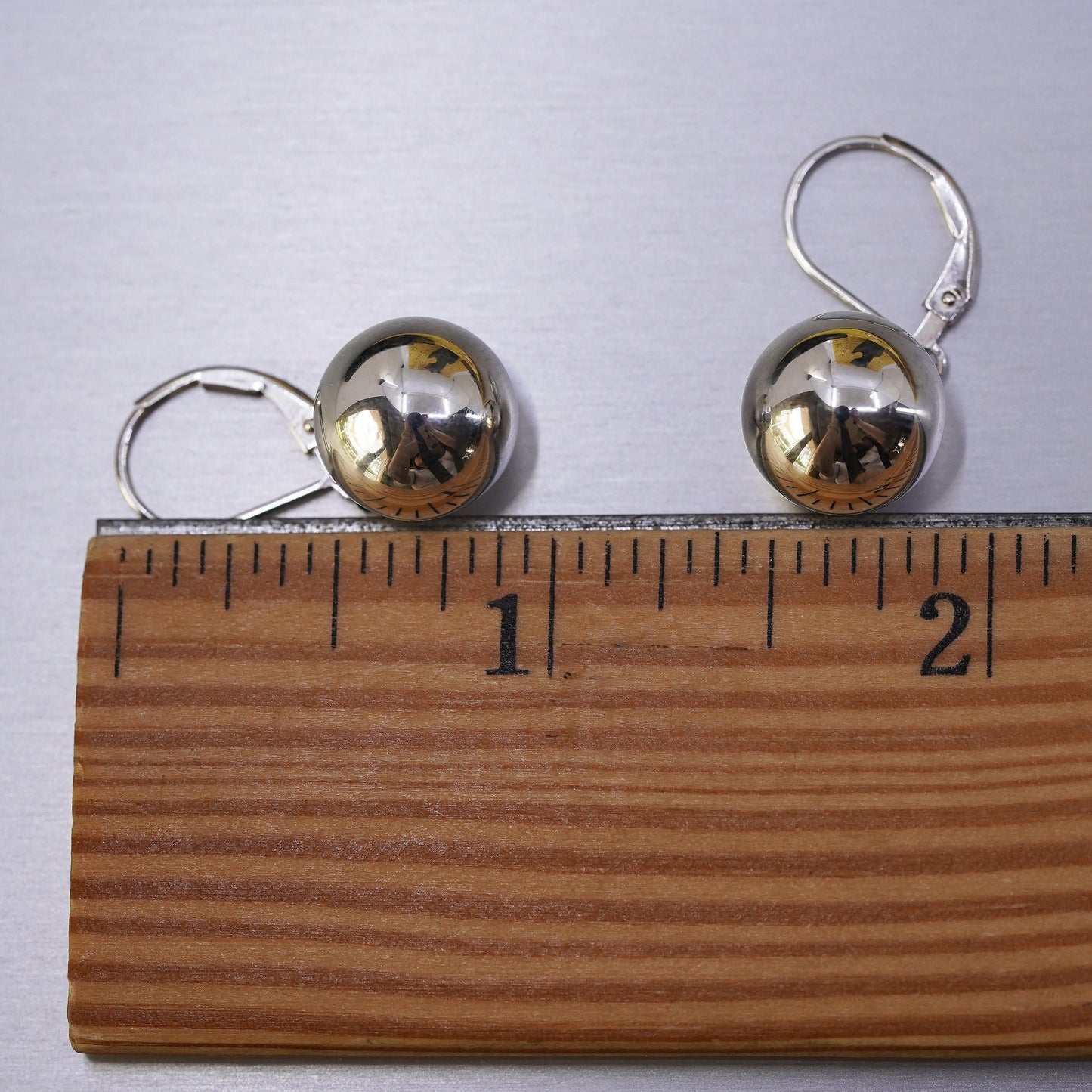12mm, Vintage Sterling silver handmade earrings, 925 beads drops