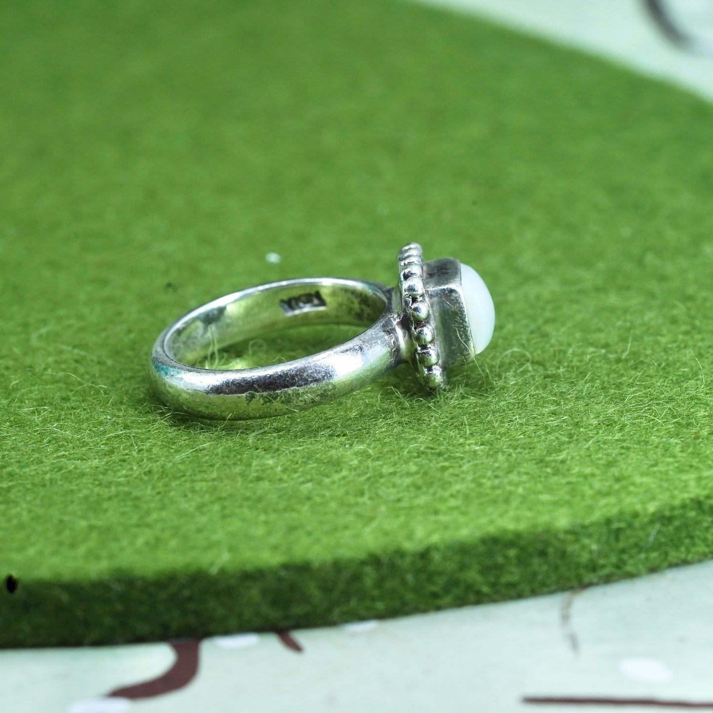 Size 6, retired Silpada Sterling 925 silver R1617 Button Frame Pearl Ring