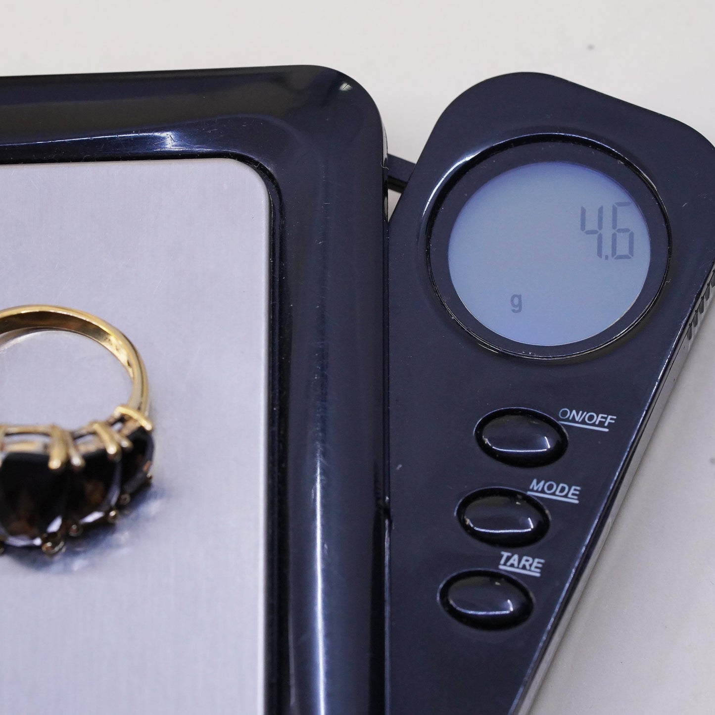 Size 6.25, Gold Plated 925 Sterling Silver Smoky Quartz Ring Cocktail Ring
